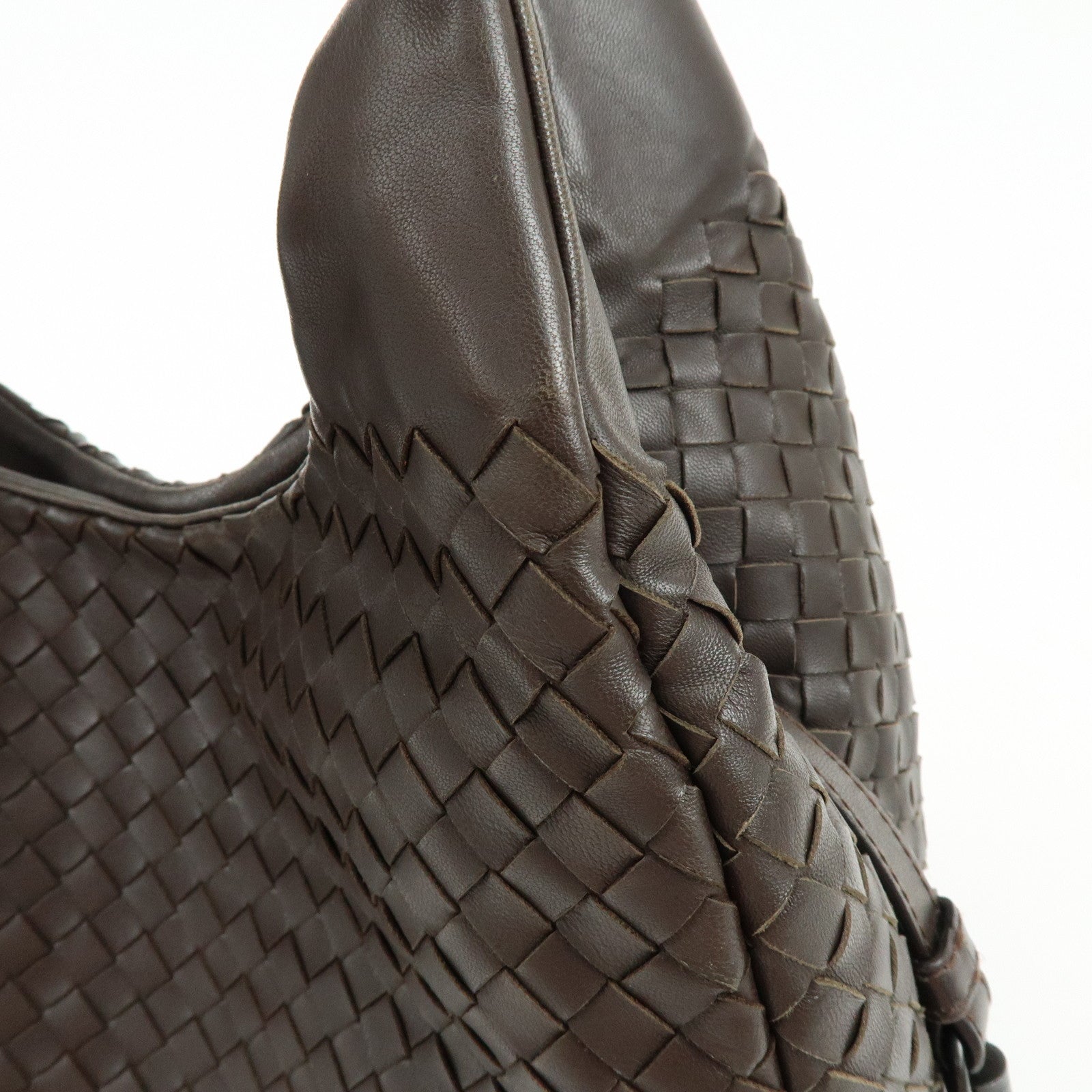 BOTTEGA VENETA Intrecciato Campana Shoulder Bag Hand Bag Brown 125787