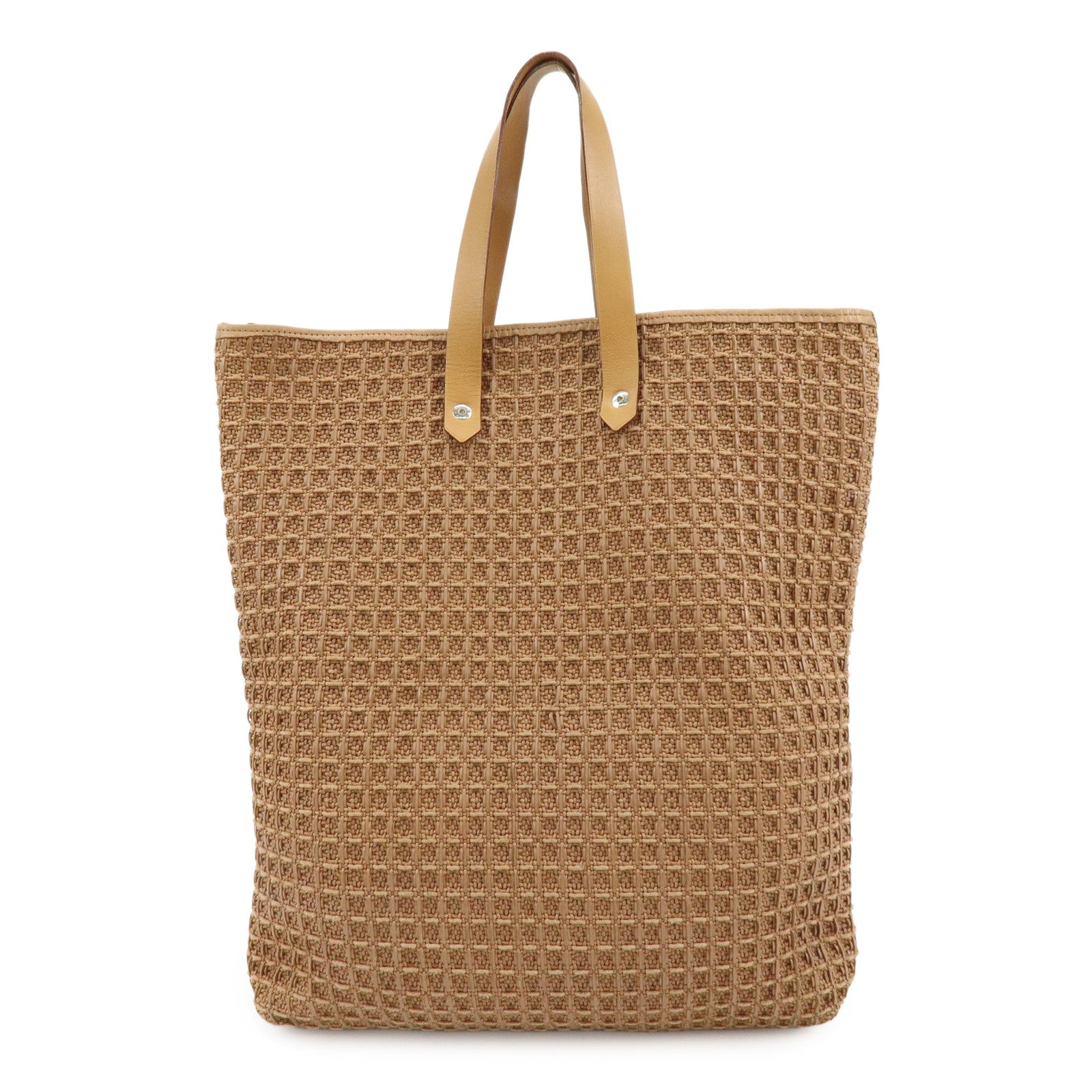 HERMES Amedaba Diago GM Canvas Leather Tote Bag Hand Bag Marron Brown