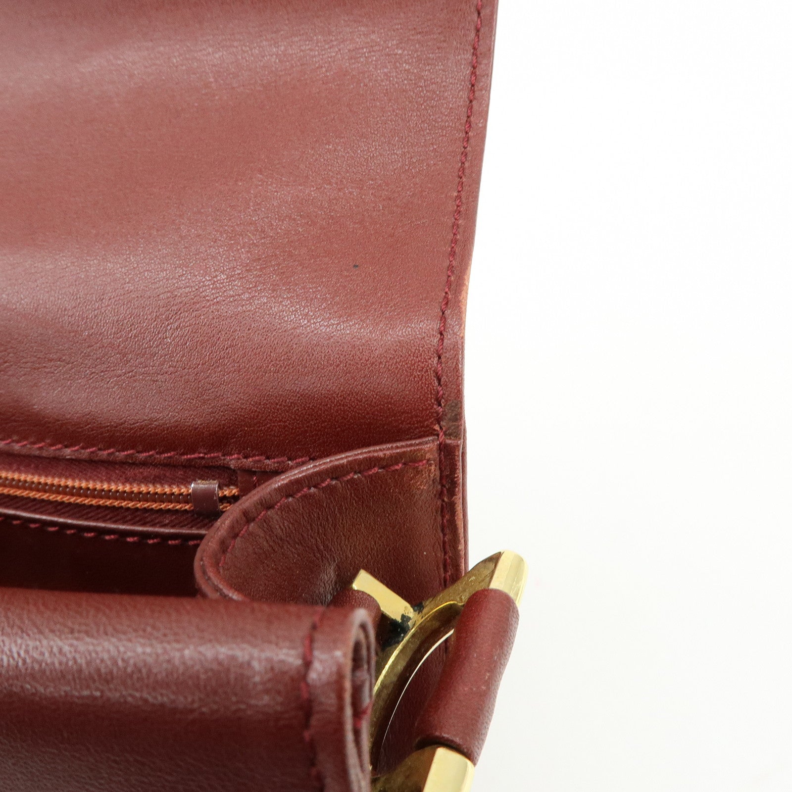 Cartier Must de Cartier Leather Double Flap Shoulder Bag Boudreaux