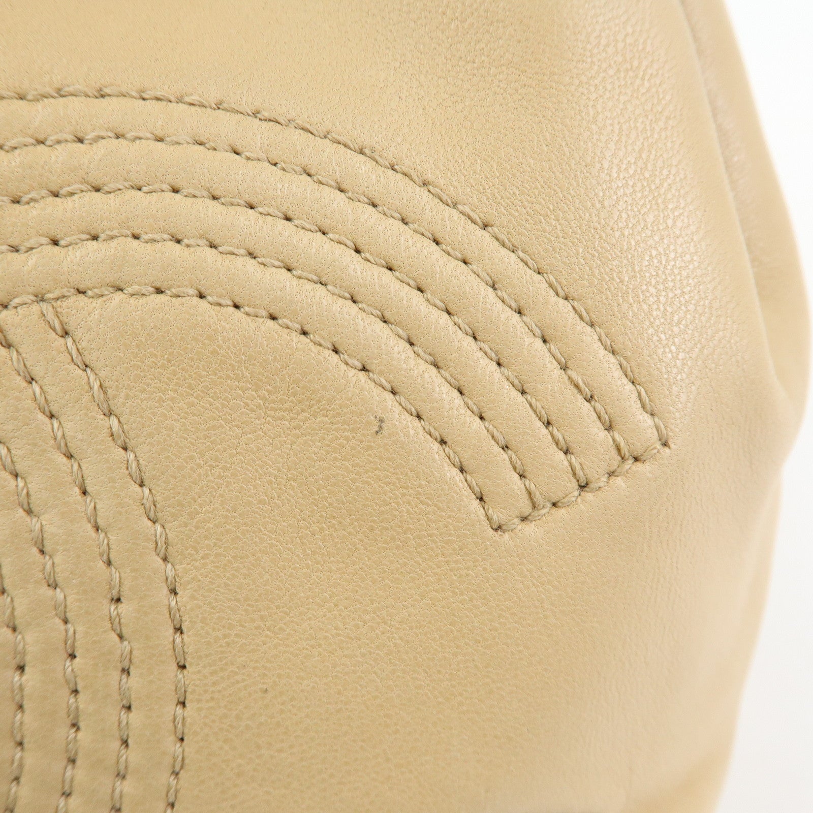 CHANEL COCO Mark Lamb Skin Backpack Shoulder Bag Beige
