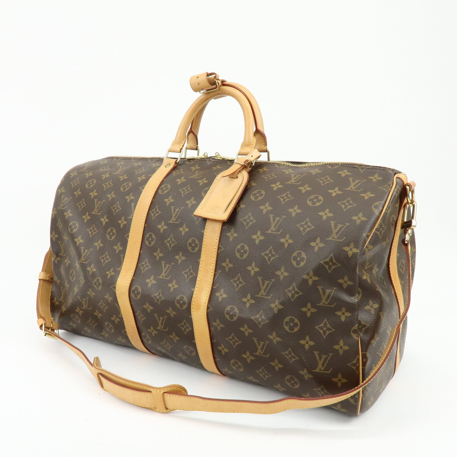 Louis Vuitton Monogram Keep All Bandouliere 55 Boston Bag Brown M41414