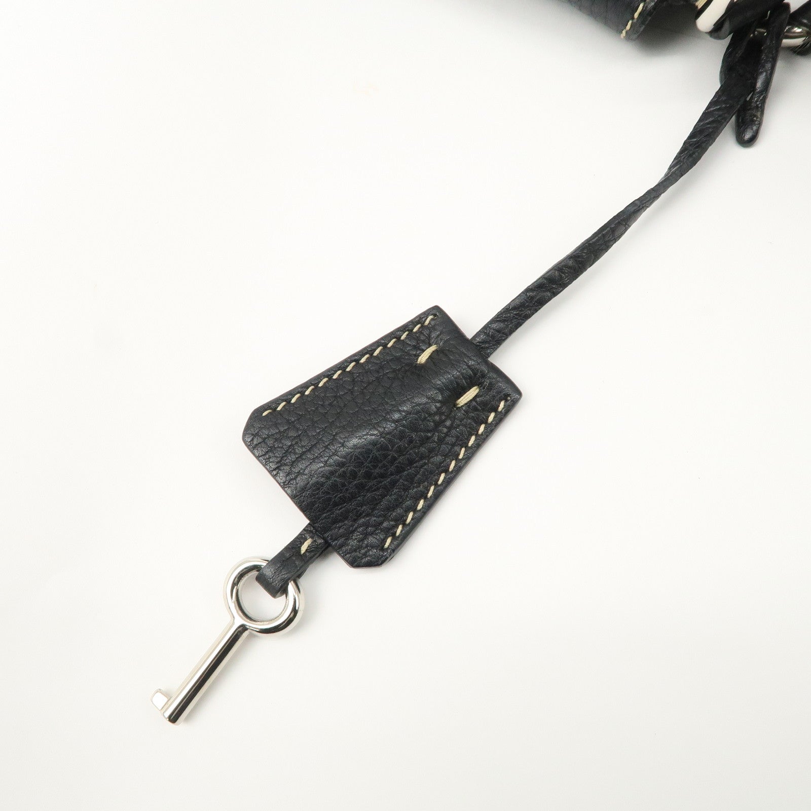 PRADA Logo Leather Shoulder Bag Hand Bag Black Silver Hardware