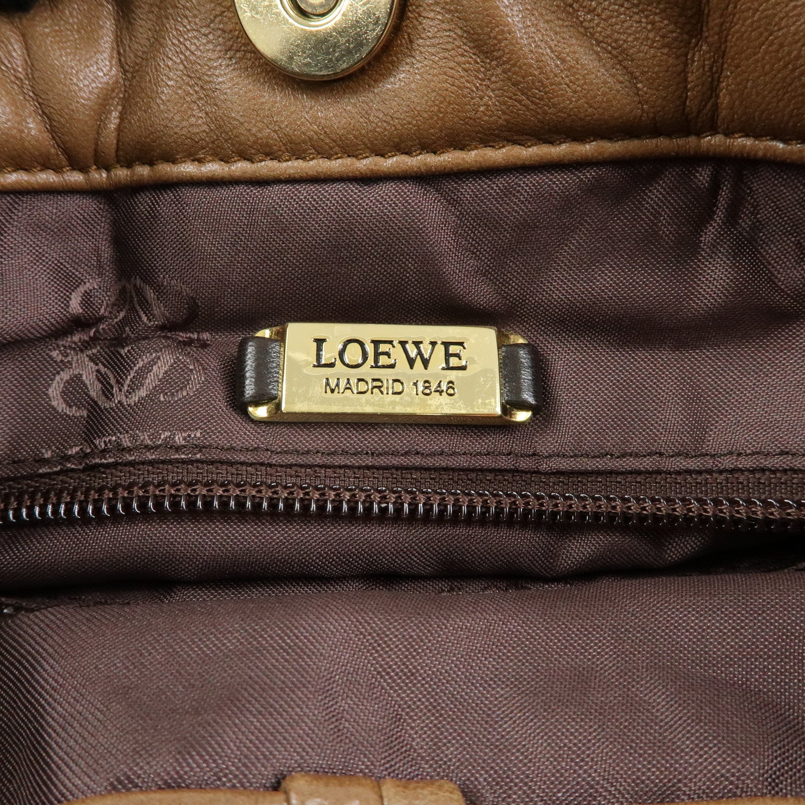 LOEWE Anagram Nappa Leather Shoulder Crossbody Bag Brown