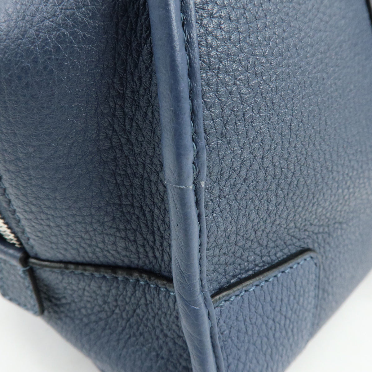 LOEWE Anagram Amazona 36 Leather Hand Bag Boston Bag Navy