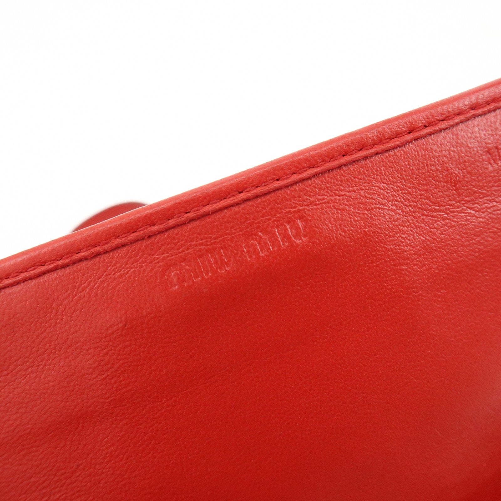 MIU MIU Nappa Leather Chain Long Wallet Shoulder Bag Red