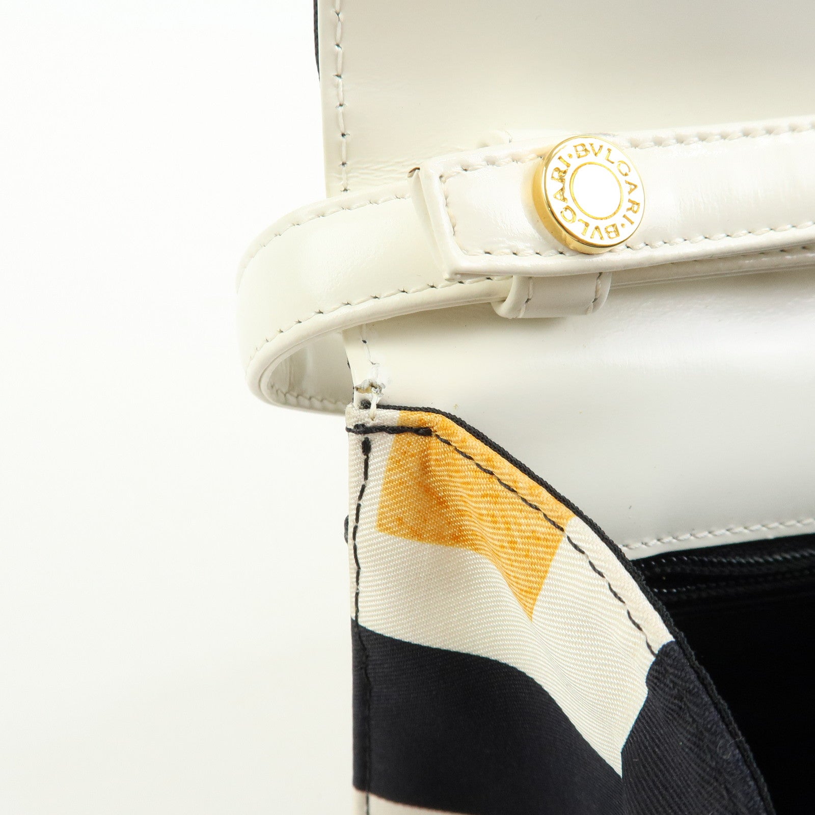 BVLGARI Logo Canvas Leather 2Way Shoulder Bag Geometric Square Pattern