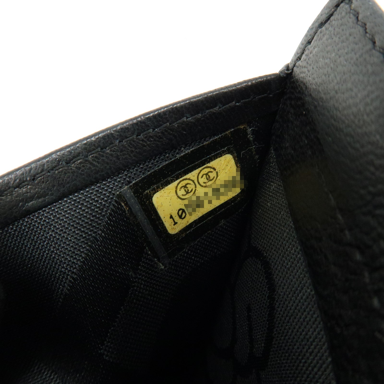 CHANEL COCO Mark Leather Bi-fold Flap Long Wallet Black