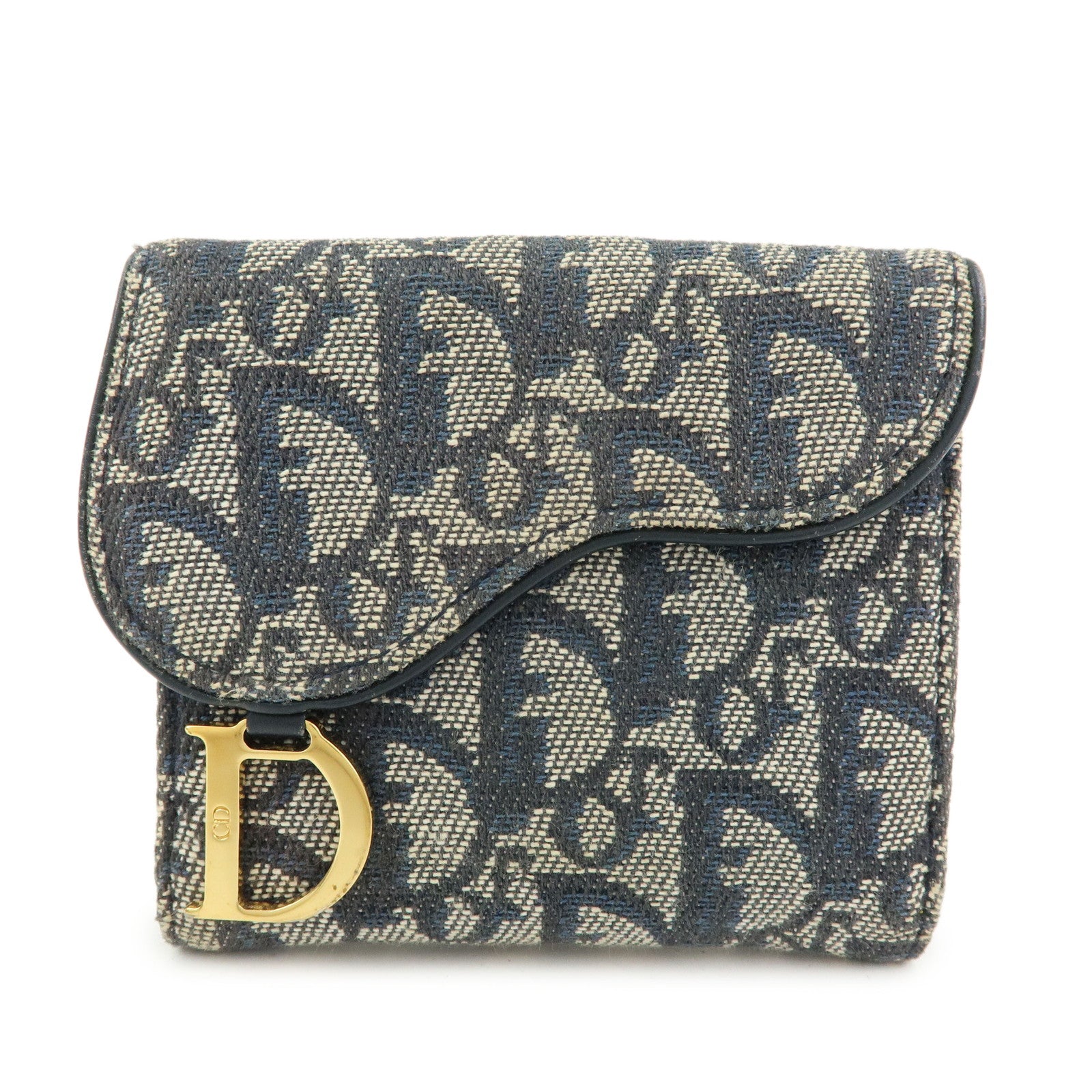 Christian Dior Trotter Saddle Jacquard Canvas Bi-fold Compact Wallet