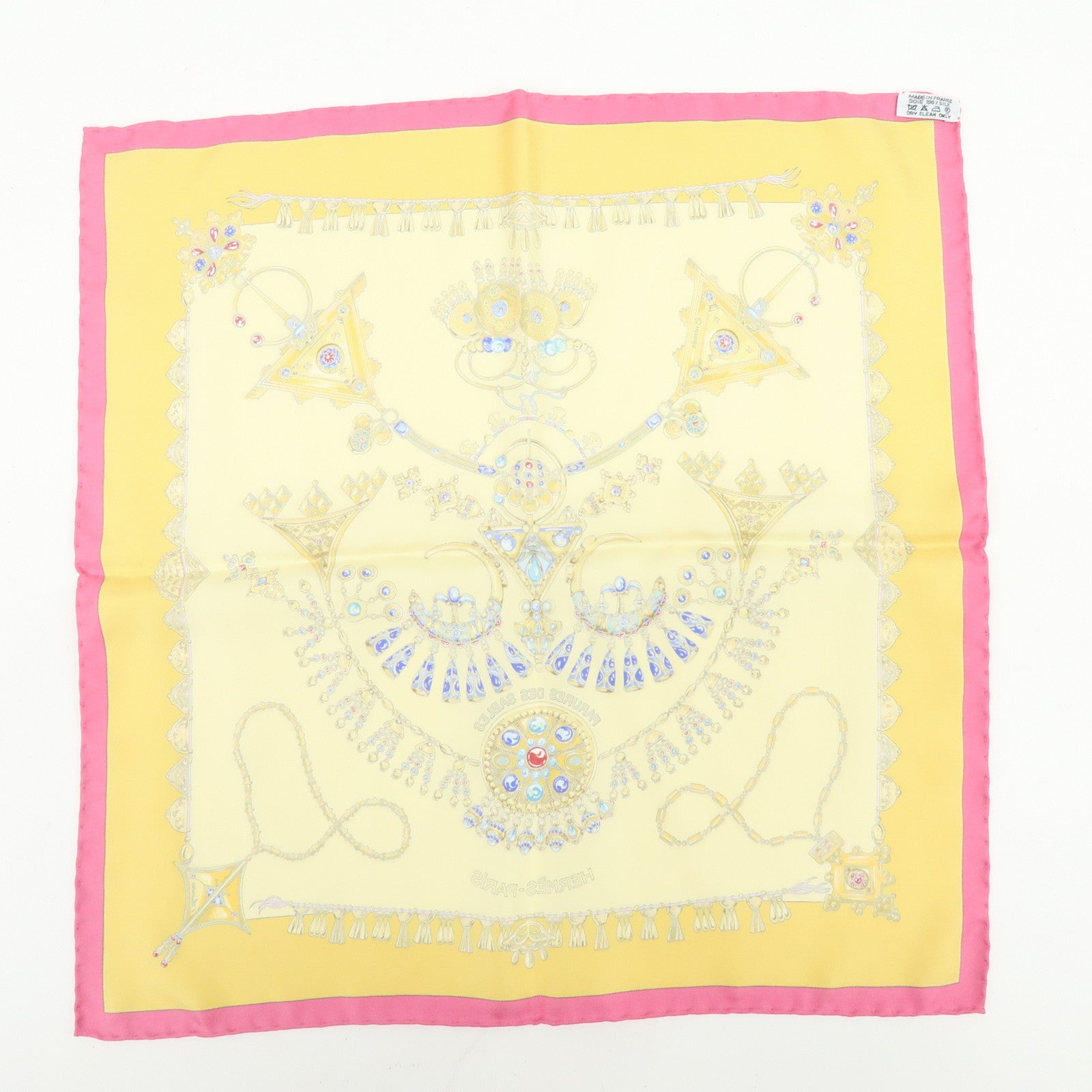 HERMES Set of 2 Carre 42 Silk Scarf PARURES DES SABLES/CHASSE EN INDE