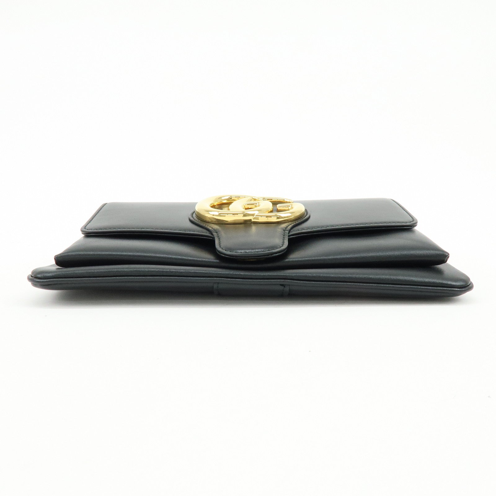 GUCCI Double G Arli Leather Shoulder Bag Crossbody Bag Black 550129