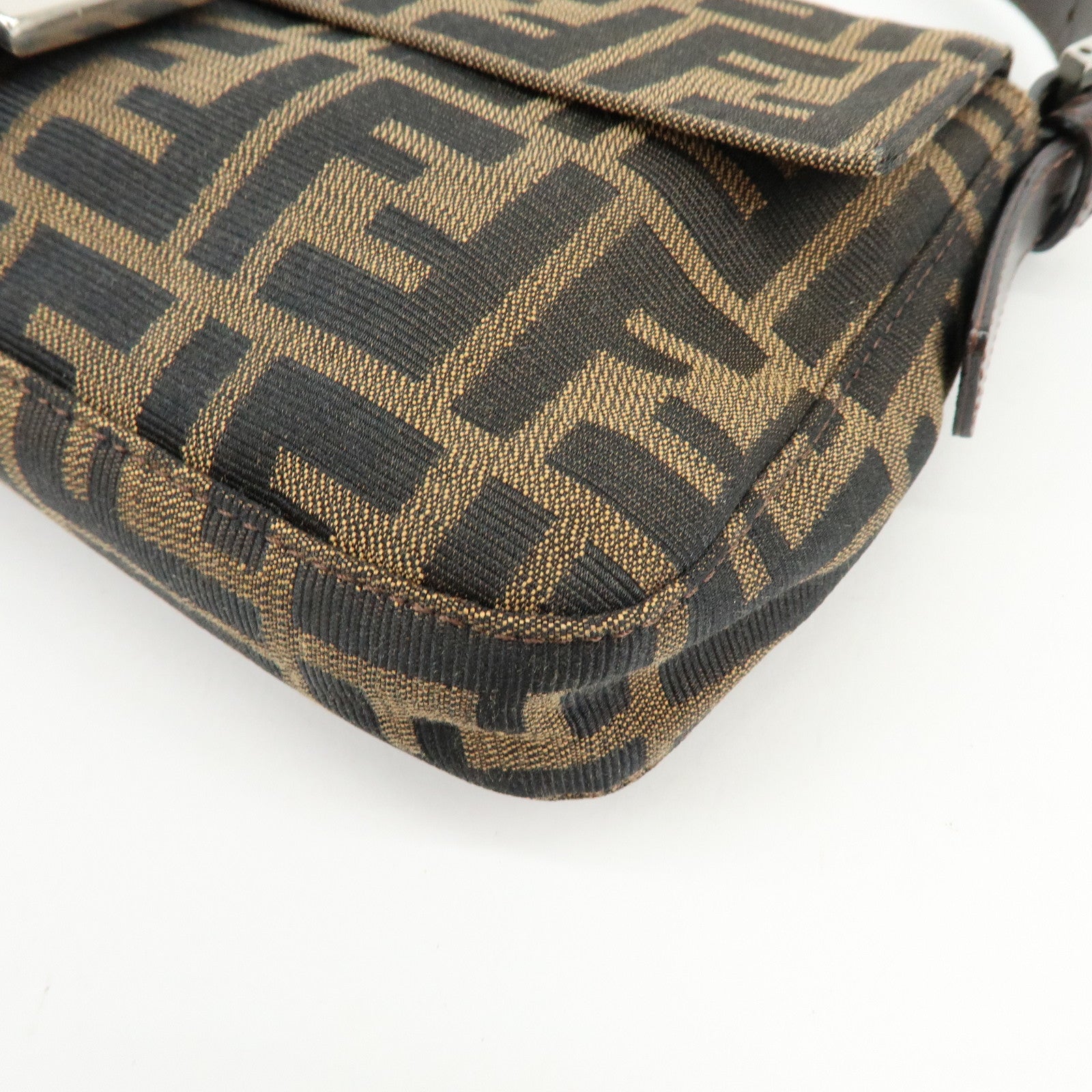 FENDI Mamma Baguette Zucca Canvas Leather Hand Bag Shoulder Bag 26424