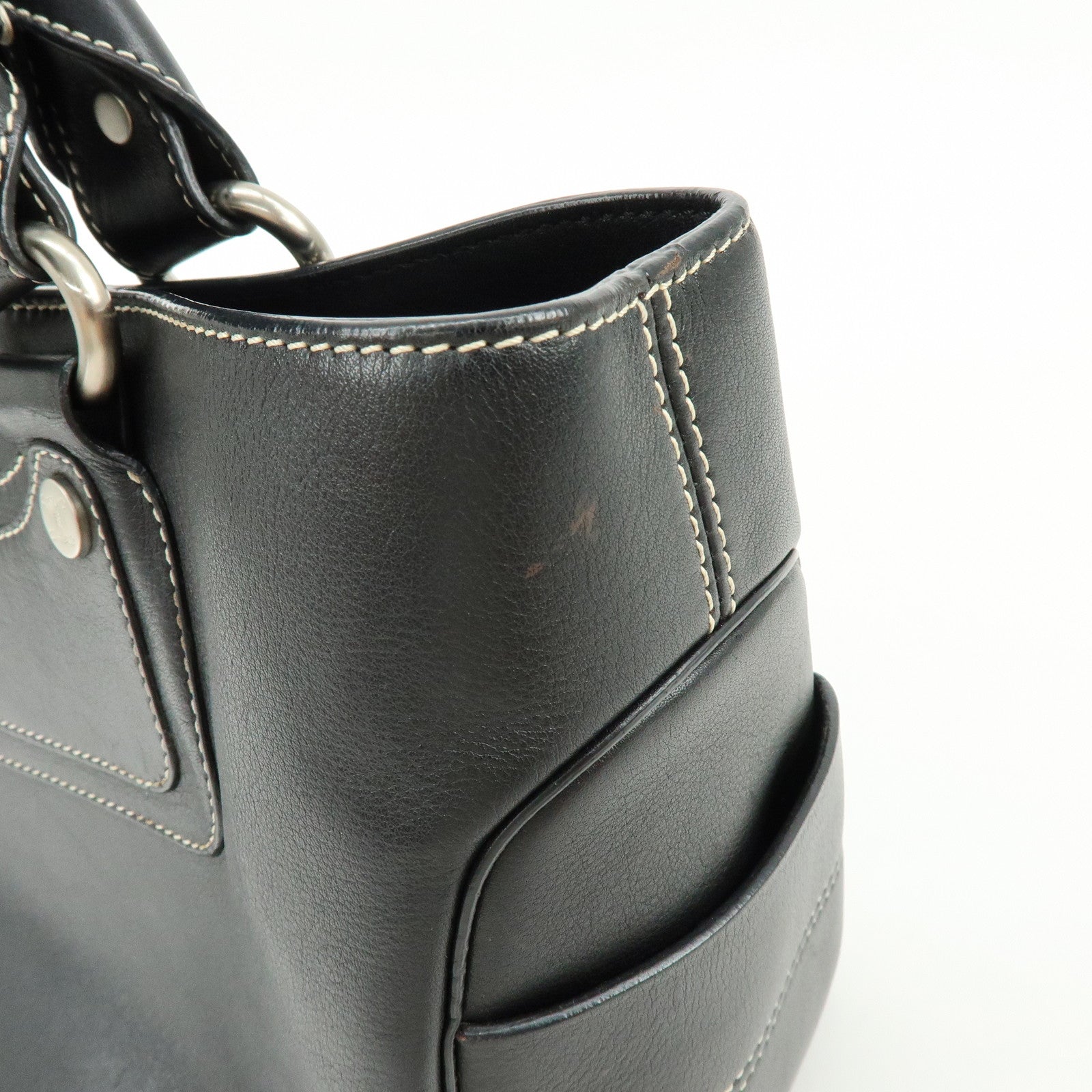 CELINE Boogie Bag Leather Hand Bag Tote Bag Black