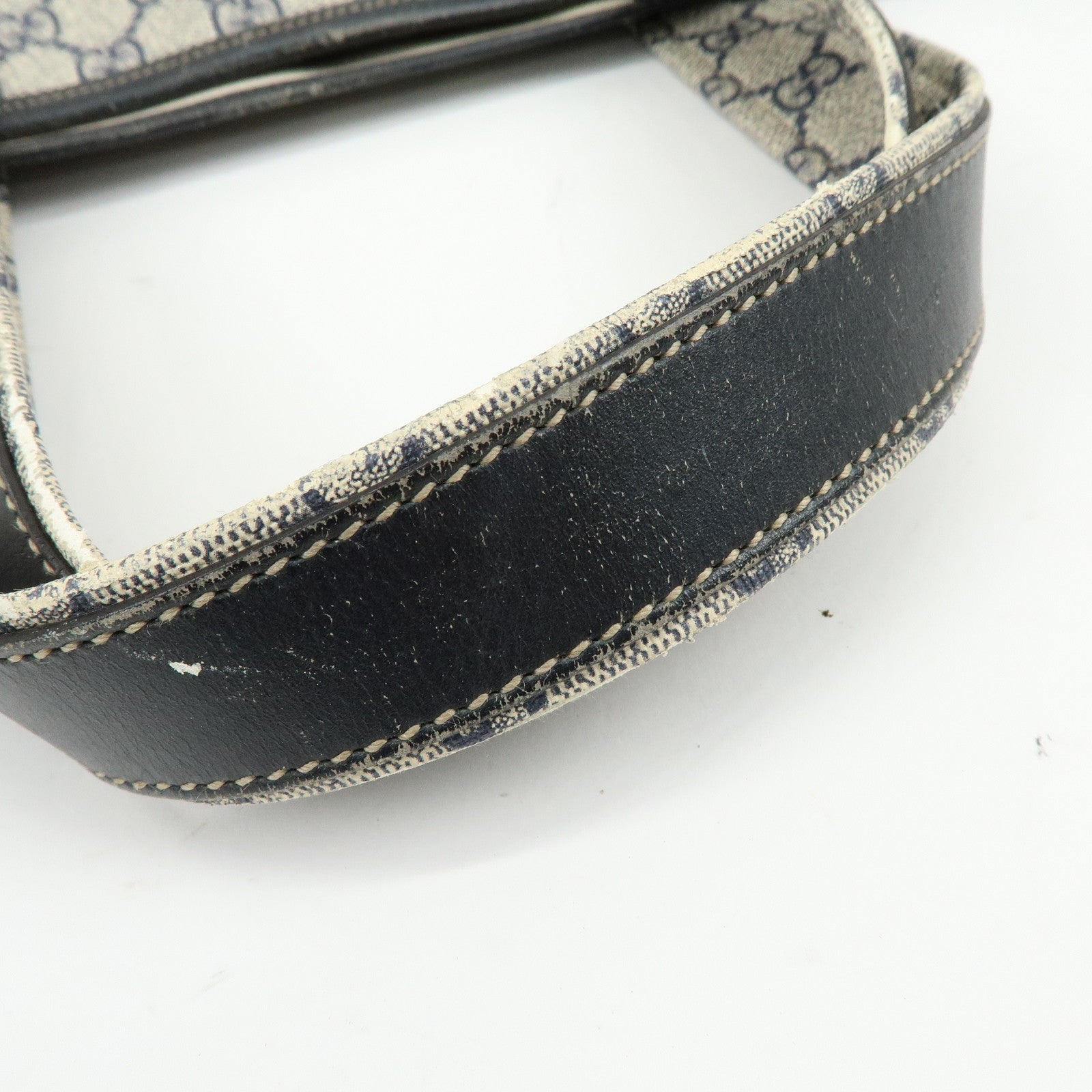 GUCCI Sherry GG Supreme Leather Tote Bag Shoulder Bag Navy Ivory 211134