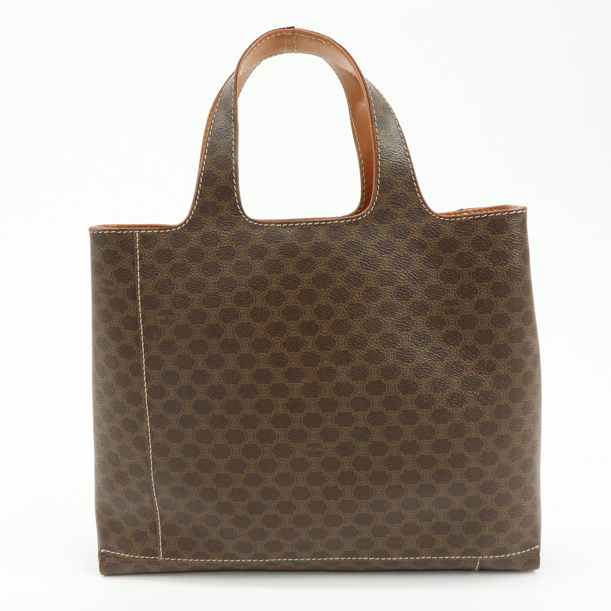 CELINE Macadam Logo PVC Leather Tote Bag Hand Bag Brown