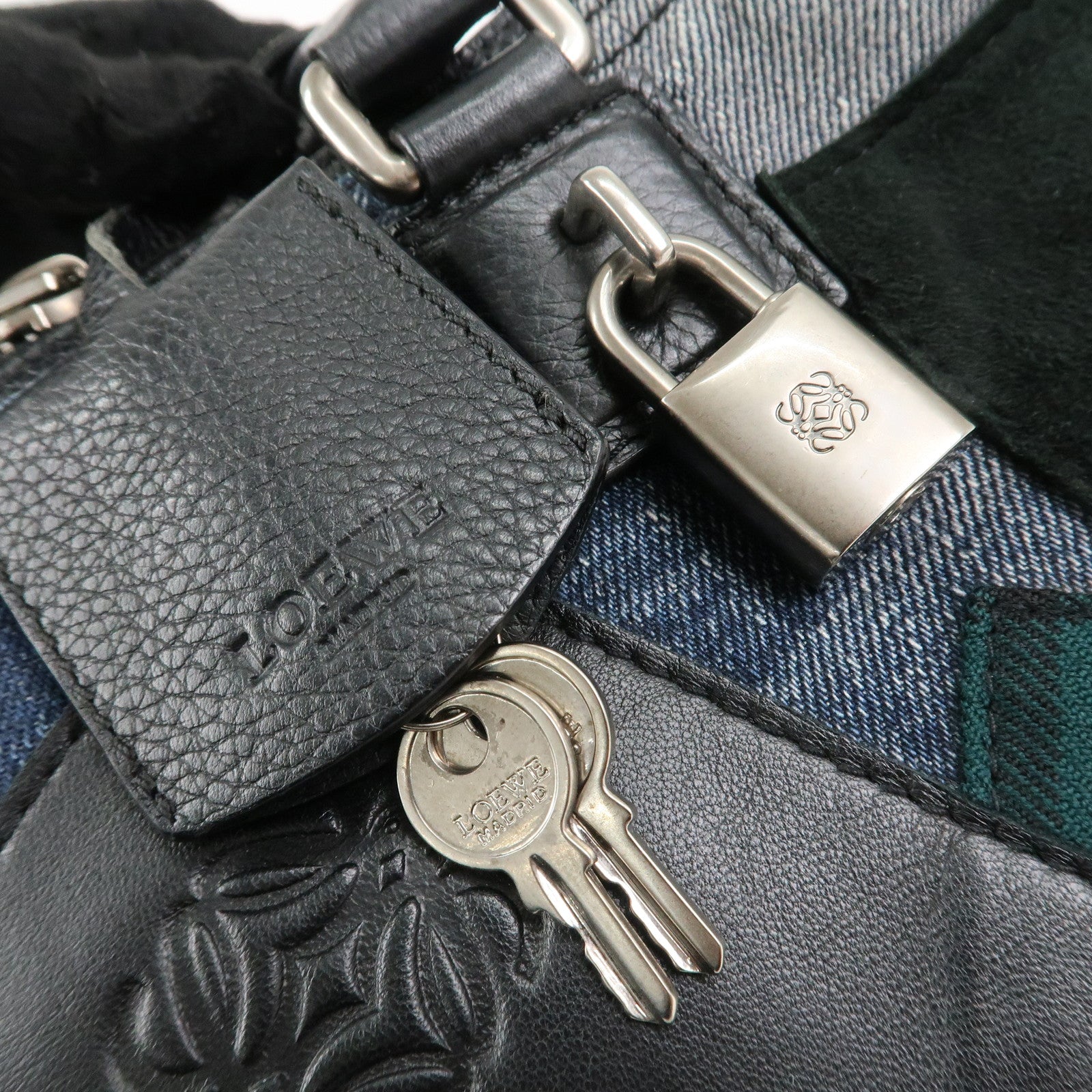 LOEWE Amazona 35 Anagram Denim Leather Junya Watanabe Hand Bag Used