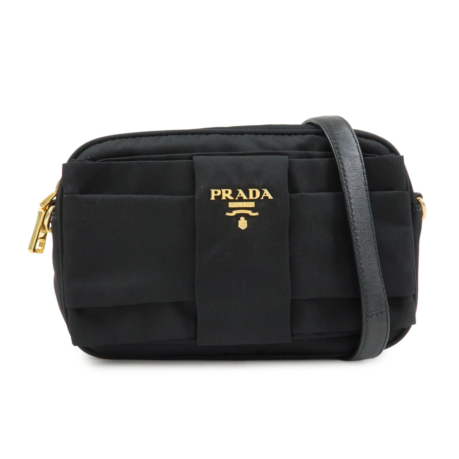 PRADA Nylon Leather Mini Shoulder Bag Crossbody Bag Black