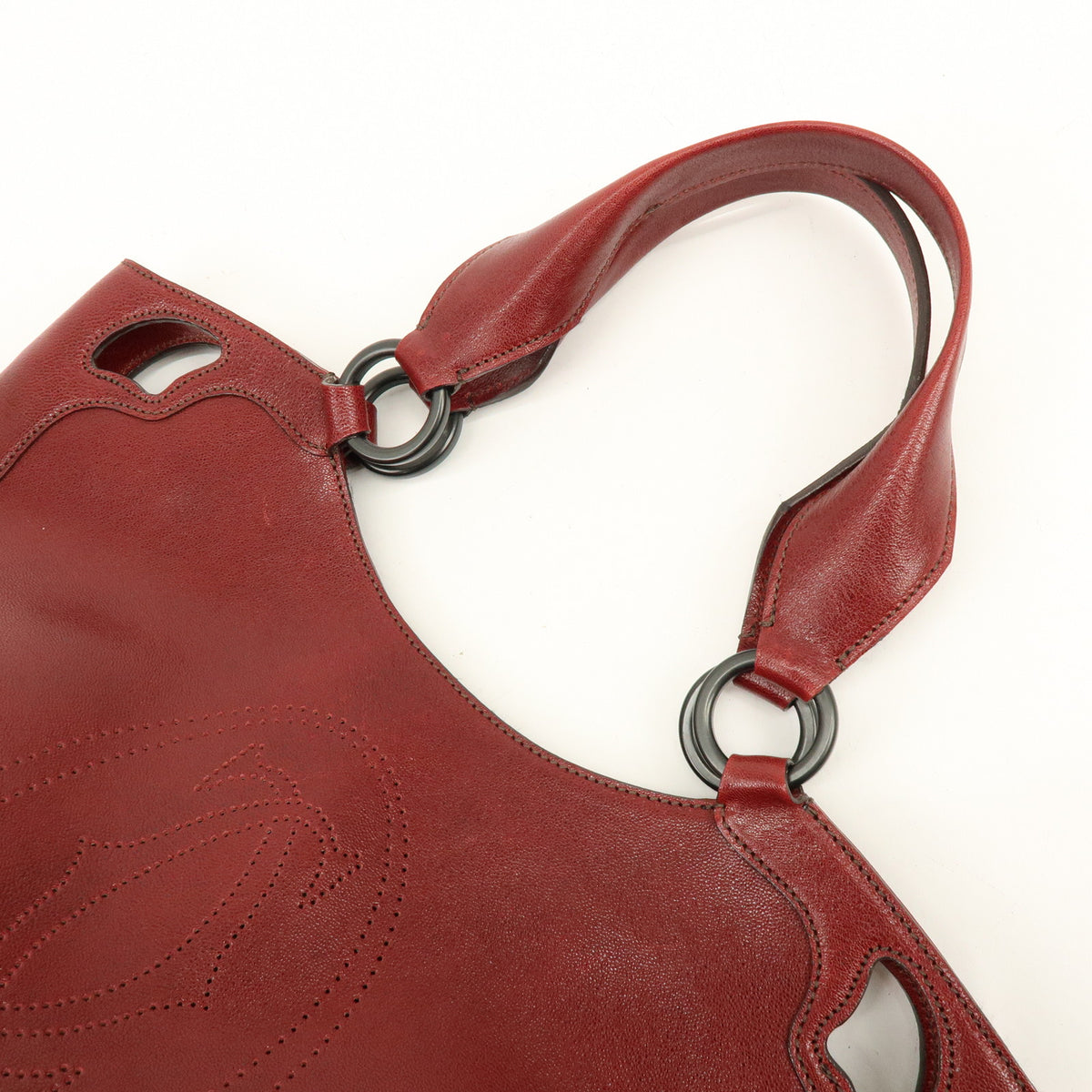 Cartier Marcello de Cartier Leather Tote Bag Hand Bag Bordeaux