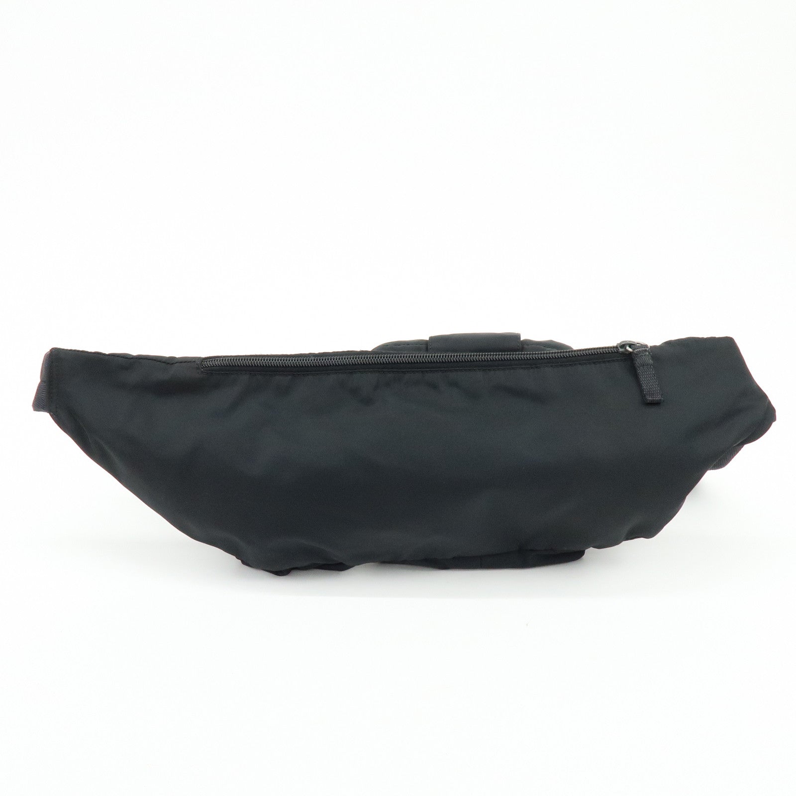 PRADA Triangle Logo Nylon Waist Bag Body Bag Black VA0056