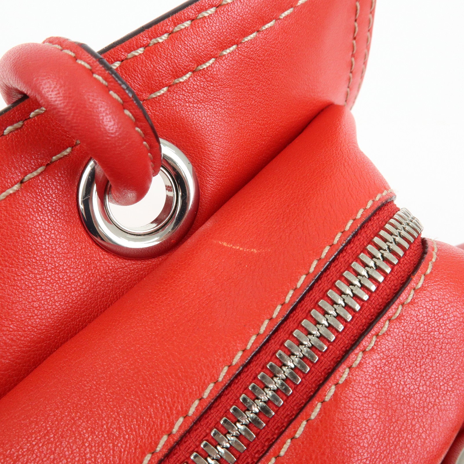 LOEWE Anagram Leather Tote Bag Hand Bag Shoulder Bag Red