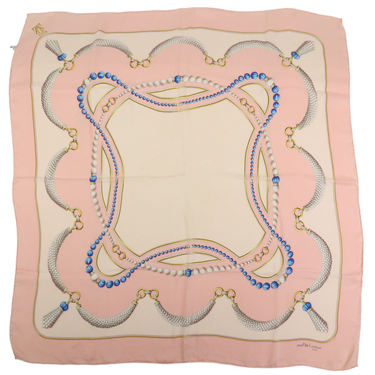 Christian Dior CELINE Cartier Lot of 3 Silk 100% Scarf Pink Gold Beige