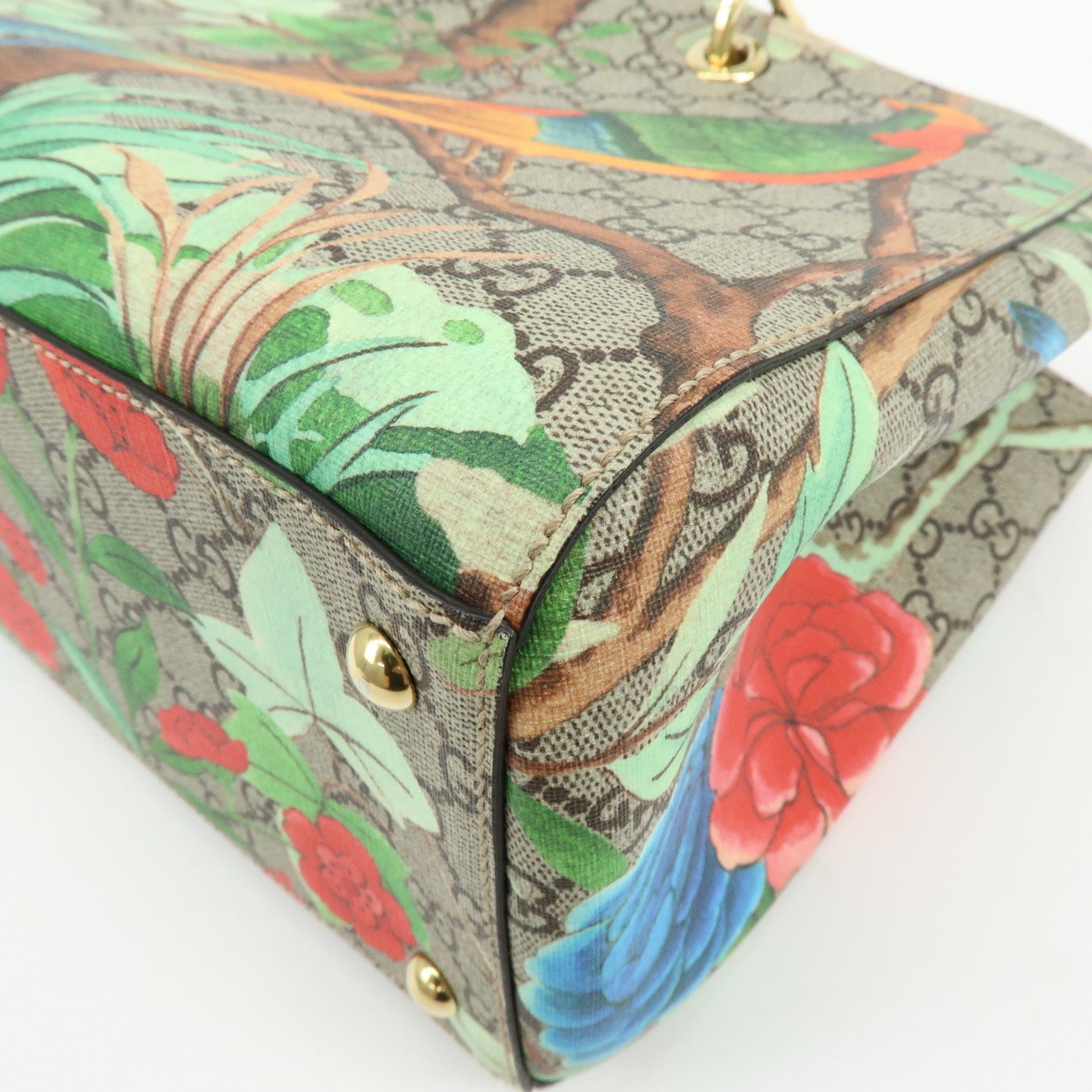 GUCCI Tian Bamboo Shopper Medium GG Supreme Leather 2WAY Bag 323660