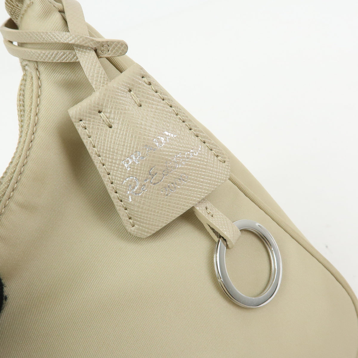 PRADA Triangle Logo Nylon Hand Bag Shoulder Bag Ivory 1NE515