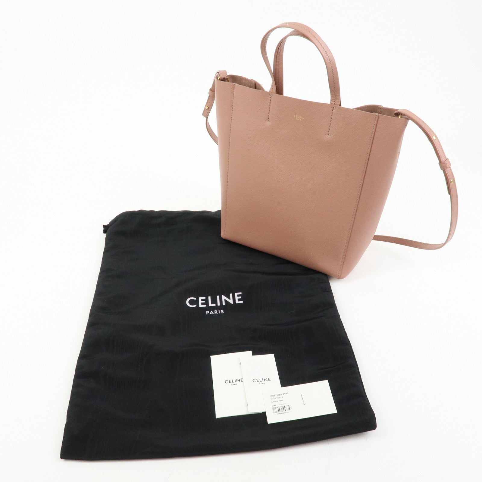 Celine Small Vertical Cabas Leather 2Way Bag Hand Bag Shoulder Bag Rose