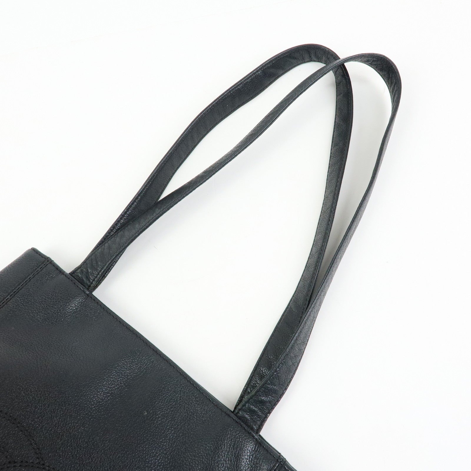 CHANEL COCO Mark Calf Skin Leather Tote Bag Shoulder Bag Black