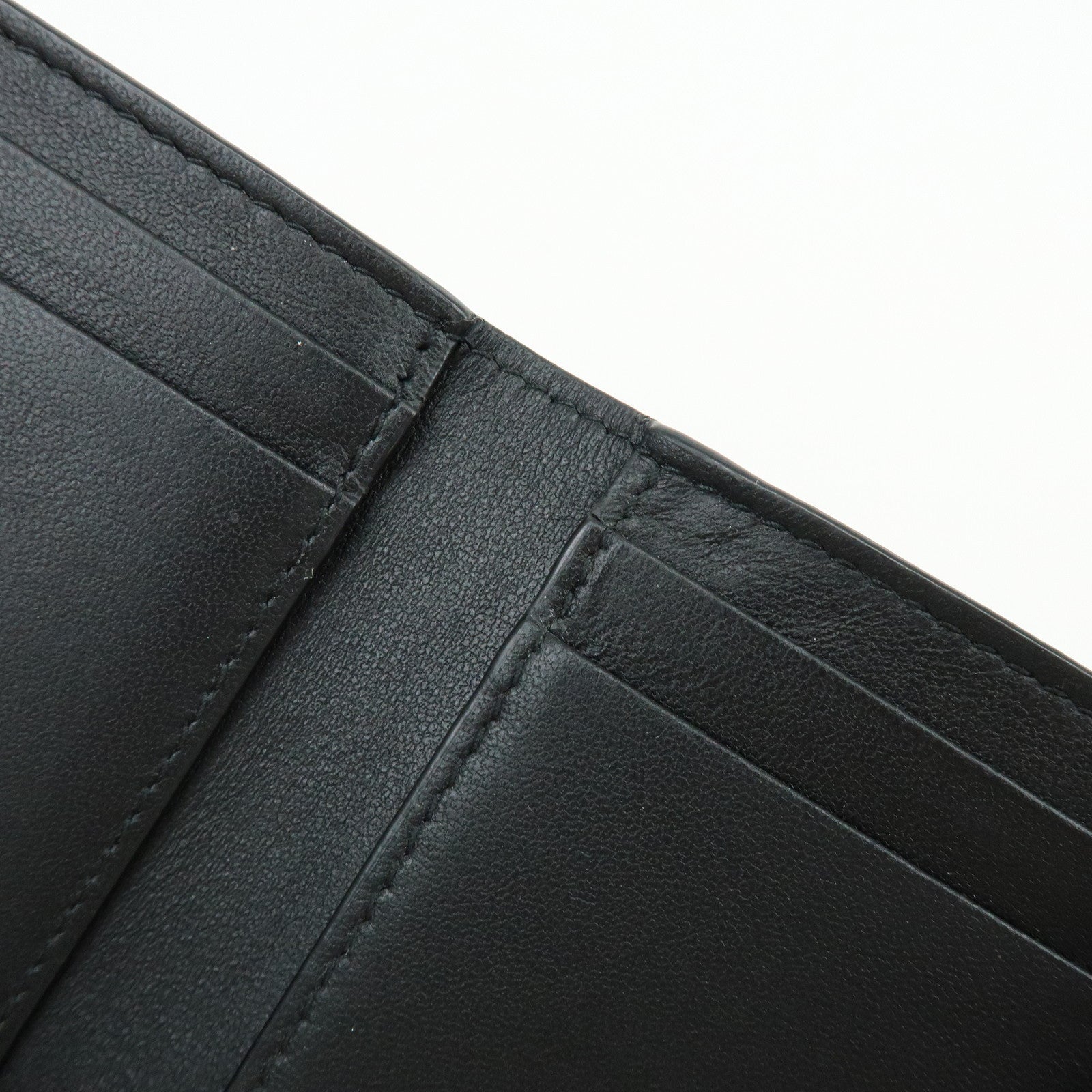 Christian Dior Cannage Leather Bi-fold Compact Wallet Black