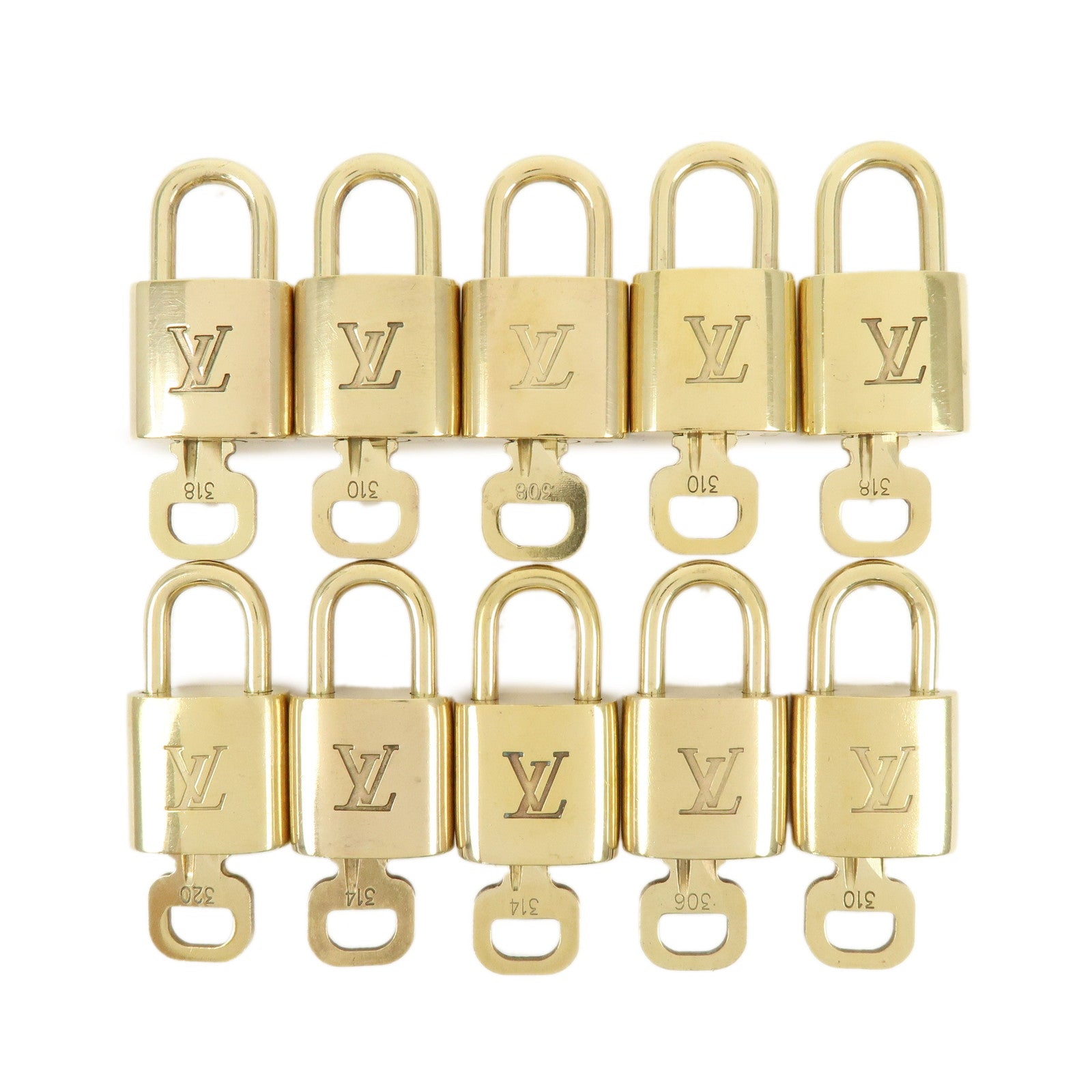 Louis Vuitton Set of 10 Metal Lock & Key Cadena Key Lock Gold