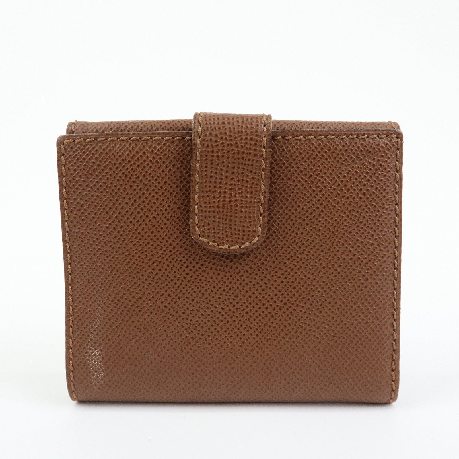 CHANEL COCO Mark Leather Bi-fold Compact Wallet Brown Gold