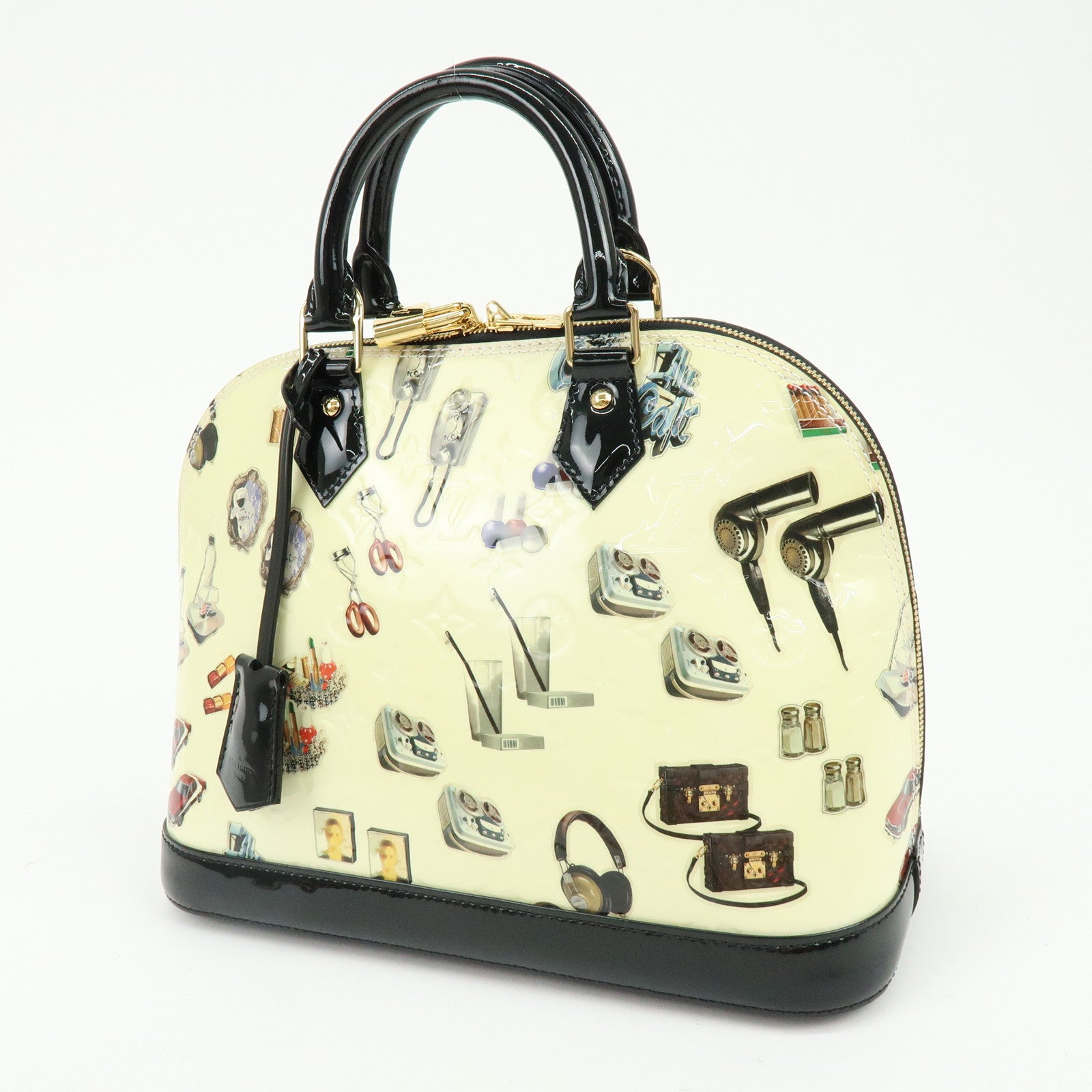 Louis Vuitton Monogram Vernis Sticker Alma PM Hand Bag Off White M50466