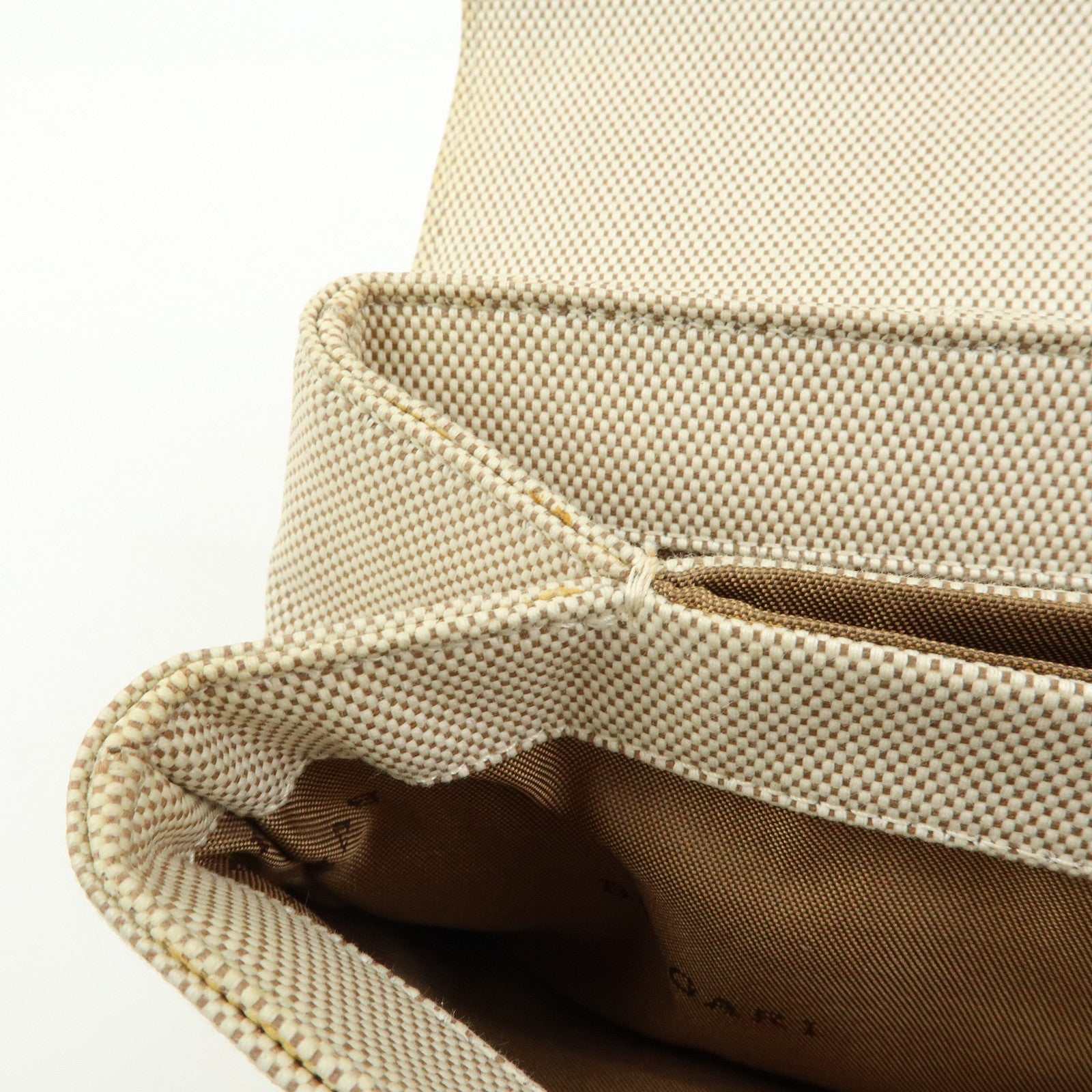 BVLGARI Canvas Leather Flap Shoulder Hand Bag Beige Brown