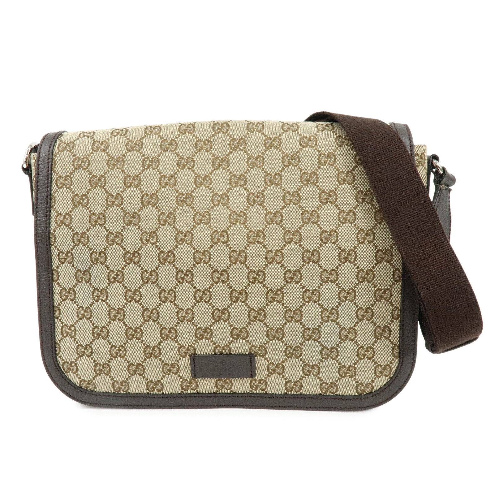 GUCCI GG Canvas Leather Shoulder Bag Crossbody Bag Beige Brown 449171