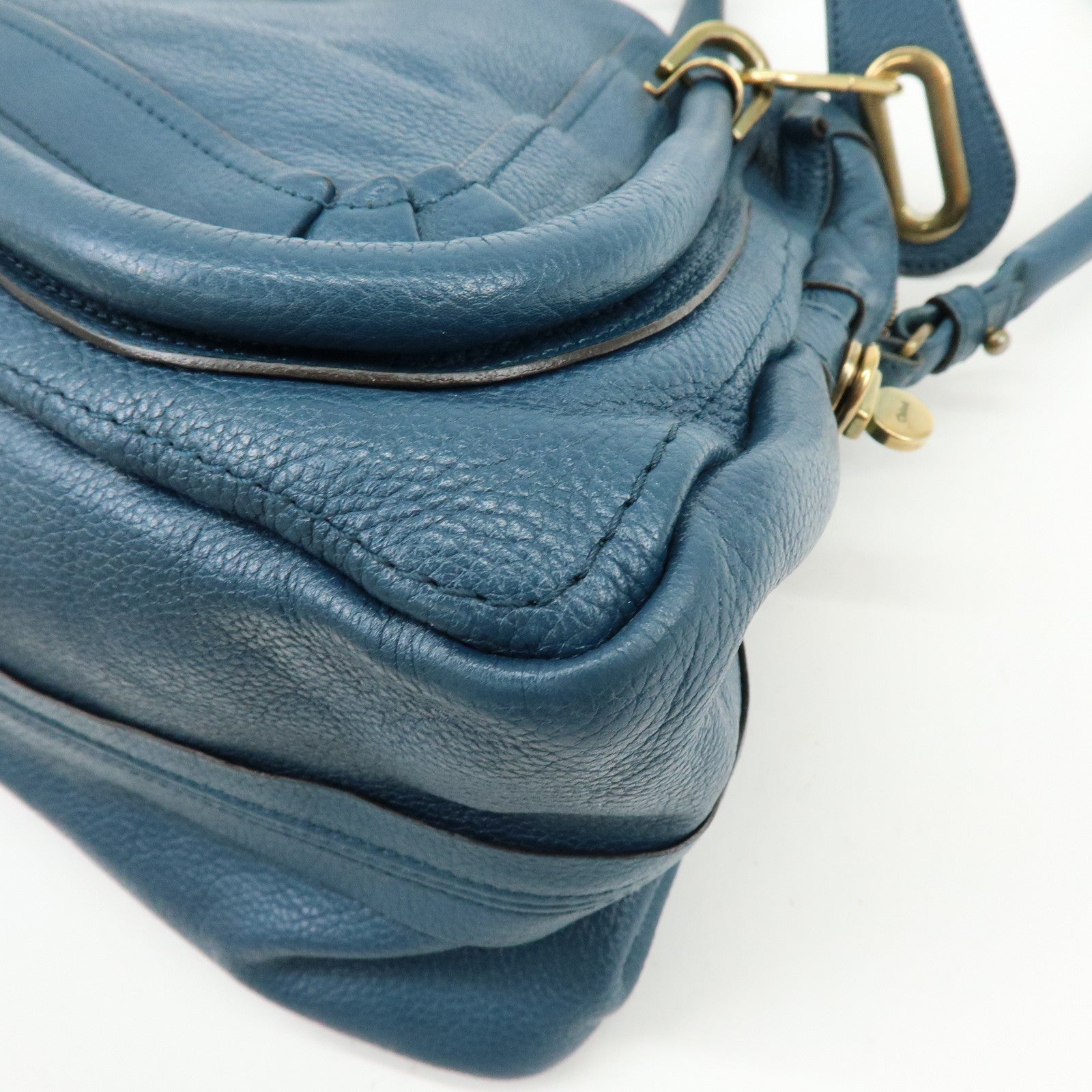 Chloe Paraty Leather 2Way Bag Hand Bag Shoulder Bag Blue