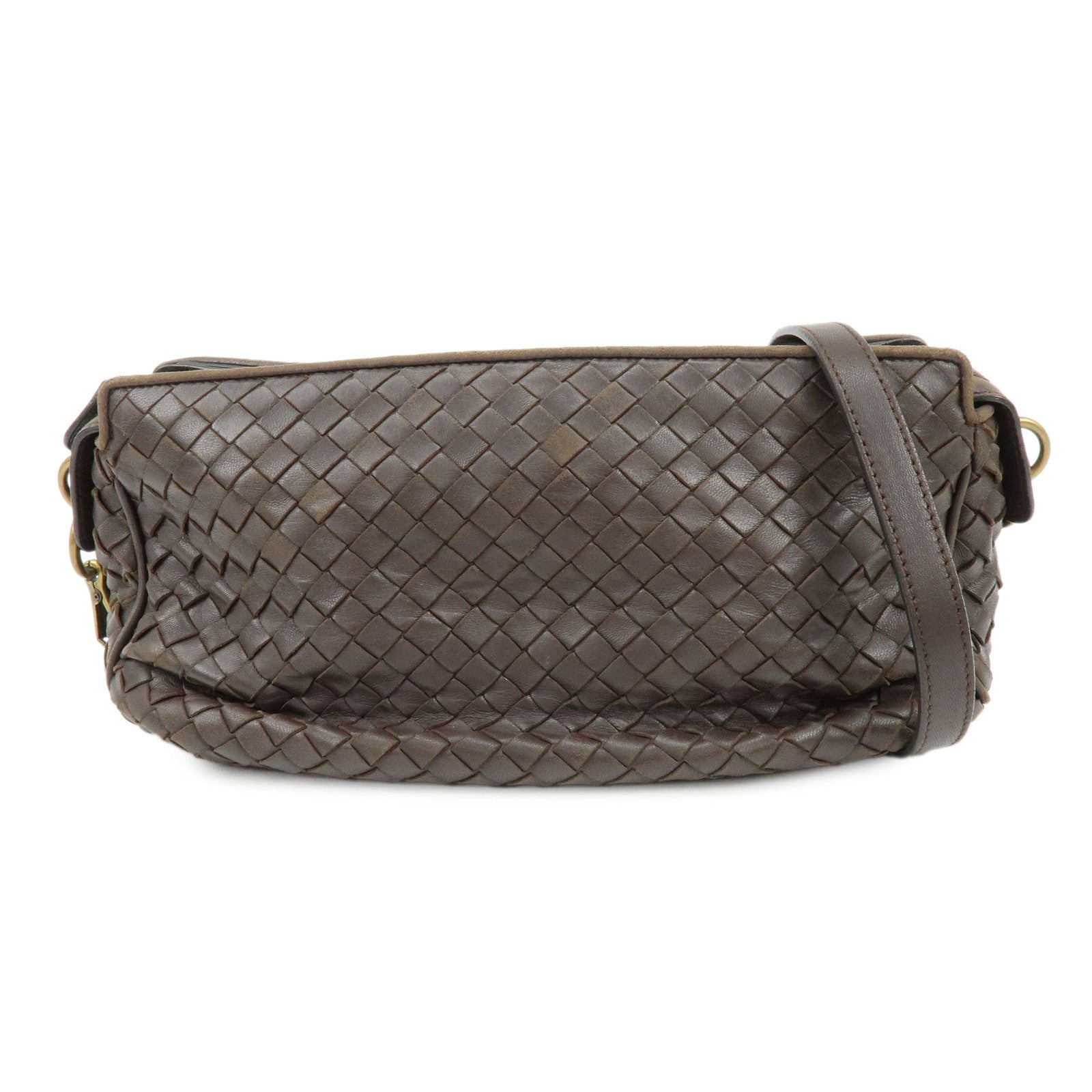 BOTTEGA VENETA Intrecciato Leather Shoulder Bag Crossbody Bag Brown