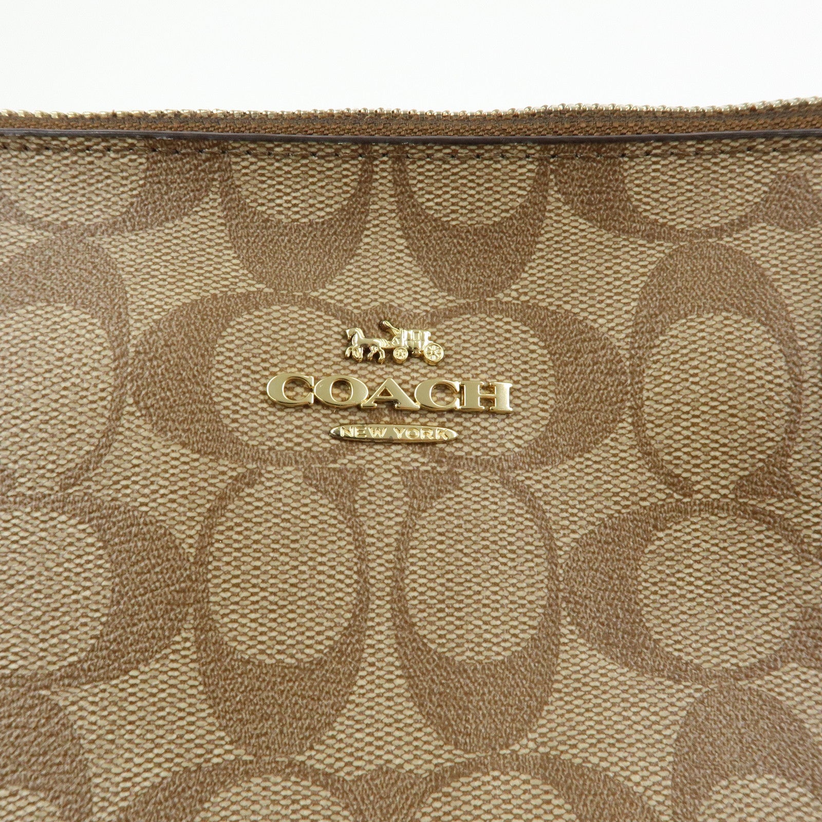 COACH Signature PVC Leather Tote Bag Hand Bag Brown F29208