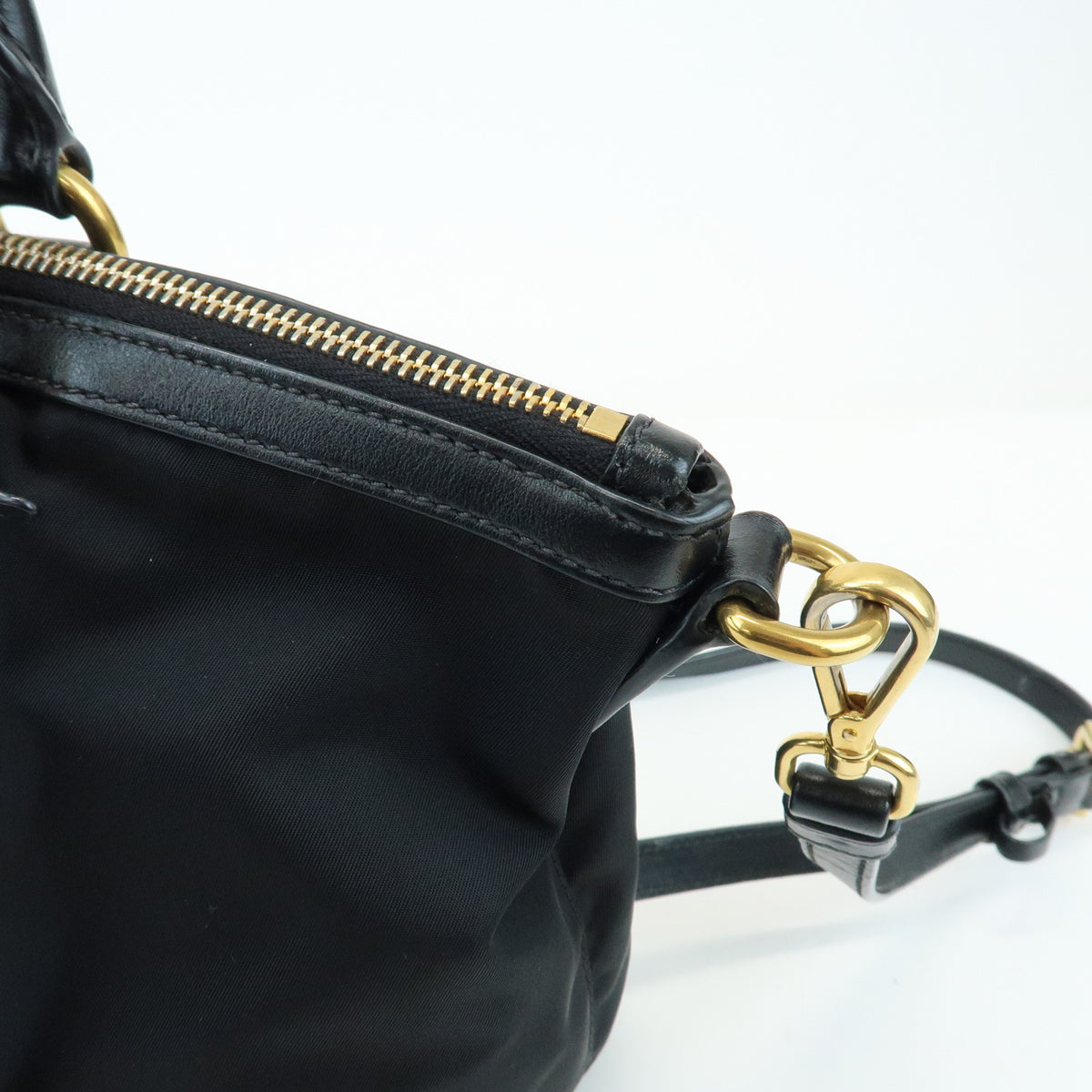 PRADA Triangle Logo Nylon Leather 2Way Bag Hand Bag Shoulder Bag 1BA104