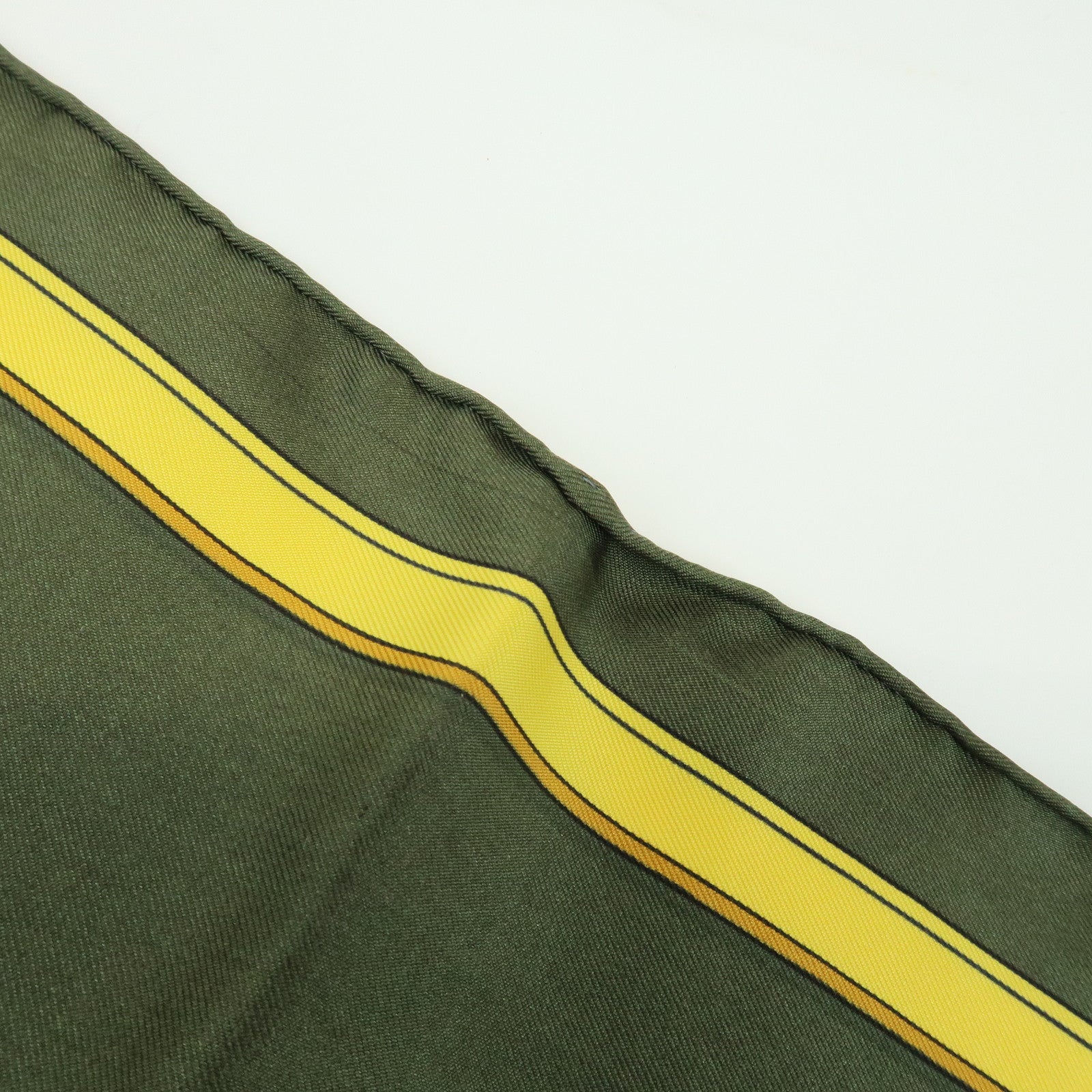 HERMES Carre 90 Silk 100% Scarf GRAND APPARAT Khaki Gold Green