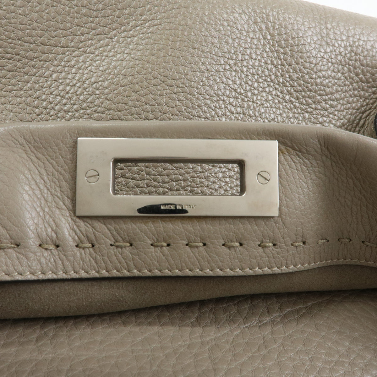 FENDI Peekaboo Medium Leather 2Way Bag Hand Shoulder Bag Greige 8BN290