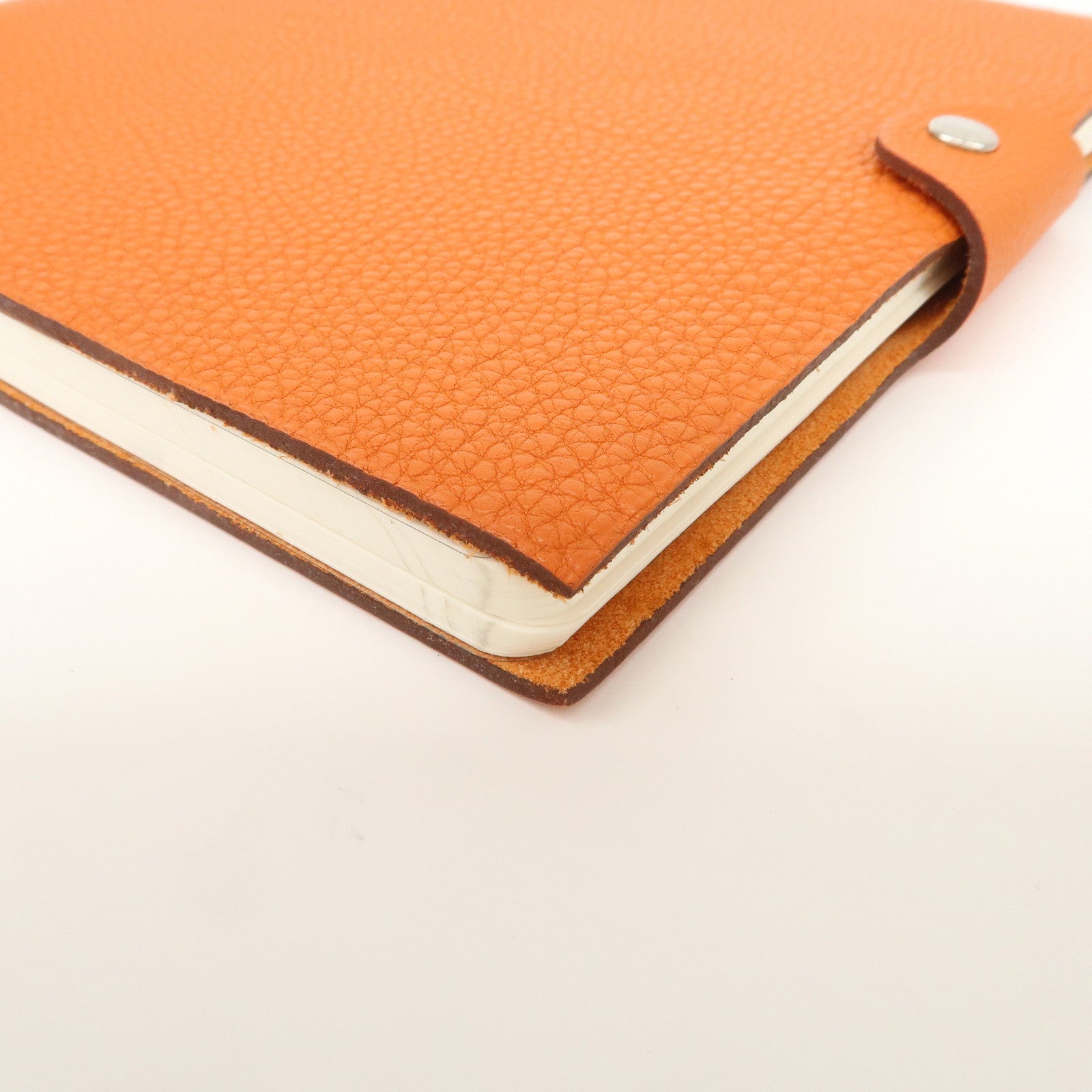 HERMES Togo Leather Ulysse MM □O Stamped Notebook Cover Potiron Orange Used