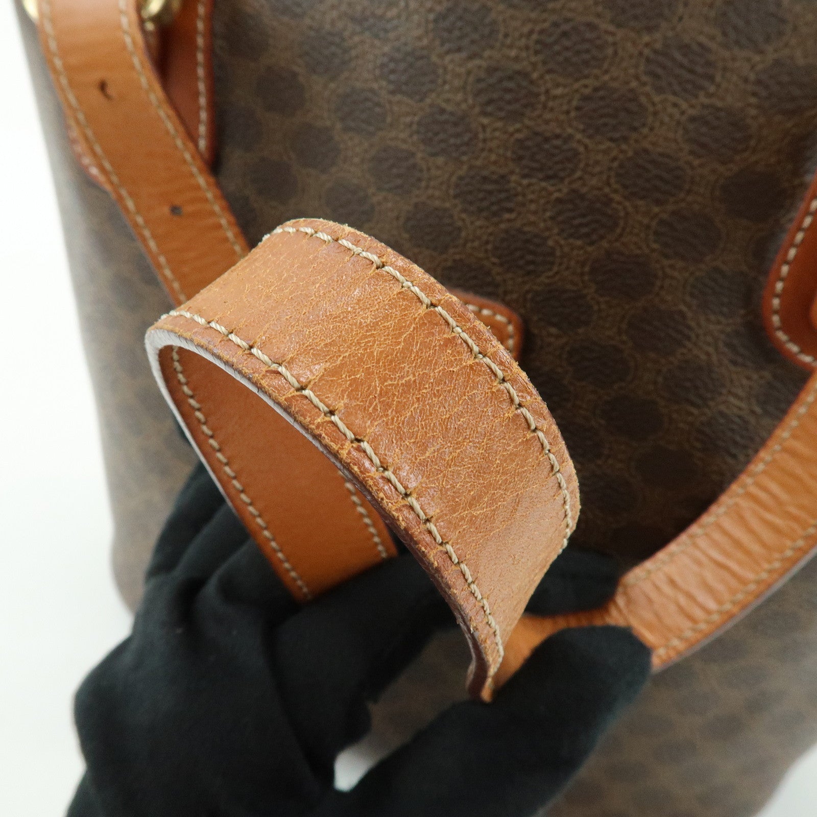 CELINE Macadam PVC Leather Tote Bag Hand Bag Brown