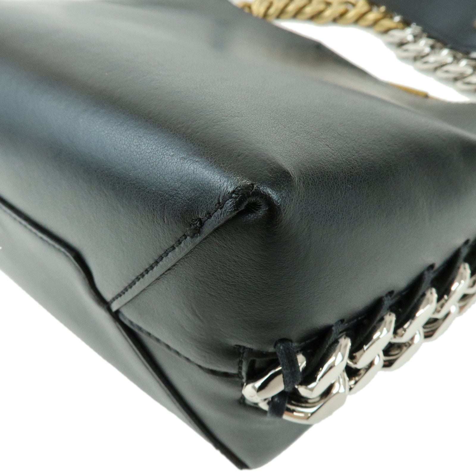 STELLA MCCARTNEY Faux Leather Frayme Bucket 2Way Hand Bag Black