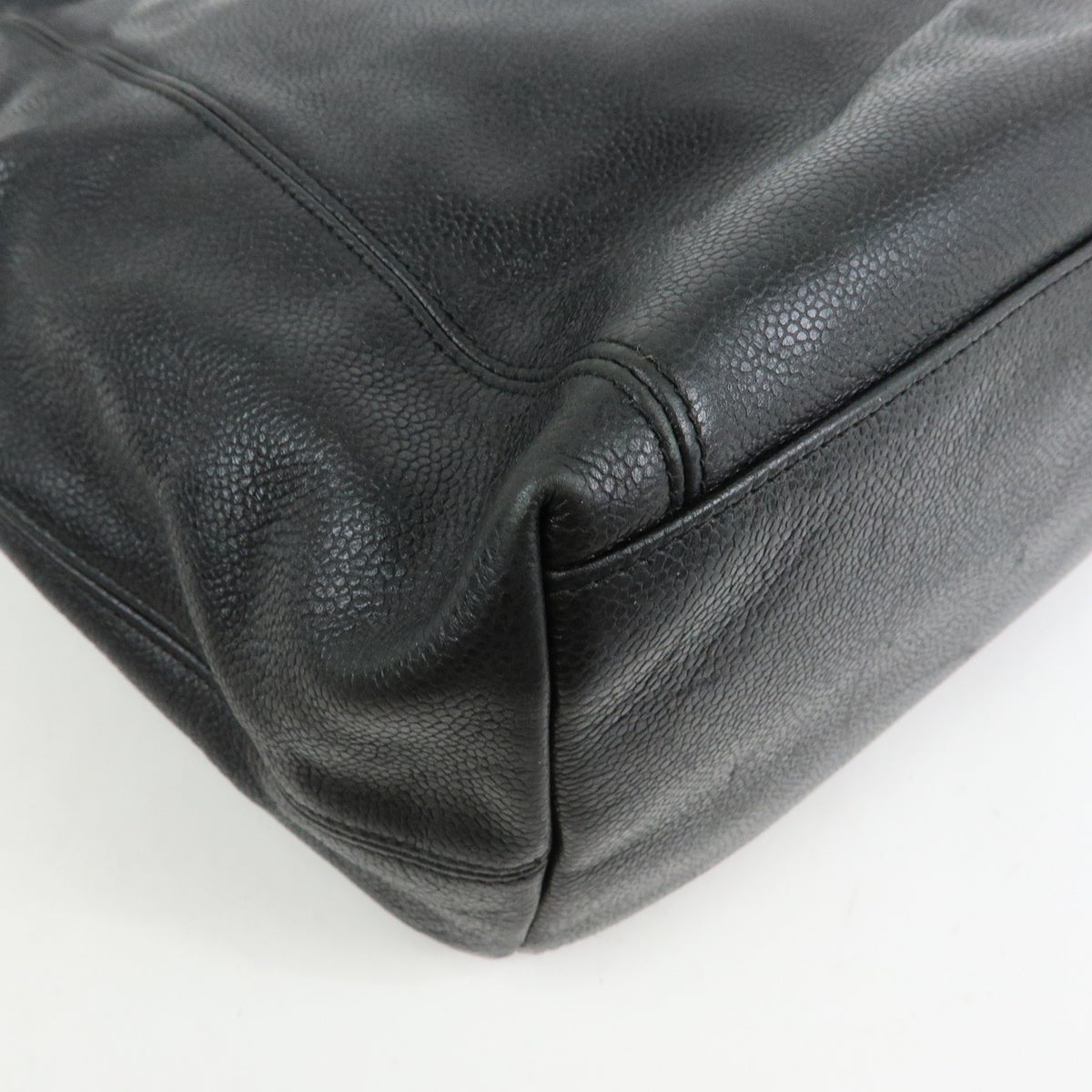 CHANEL COCO Mark Caviarskin Tote Bag Shoulder Bag Black Silver