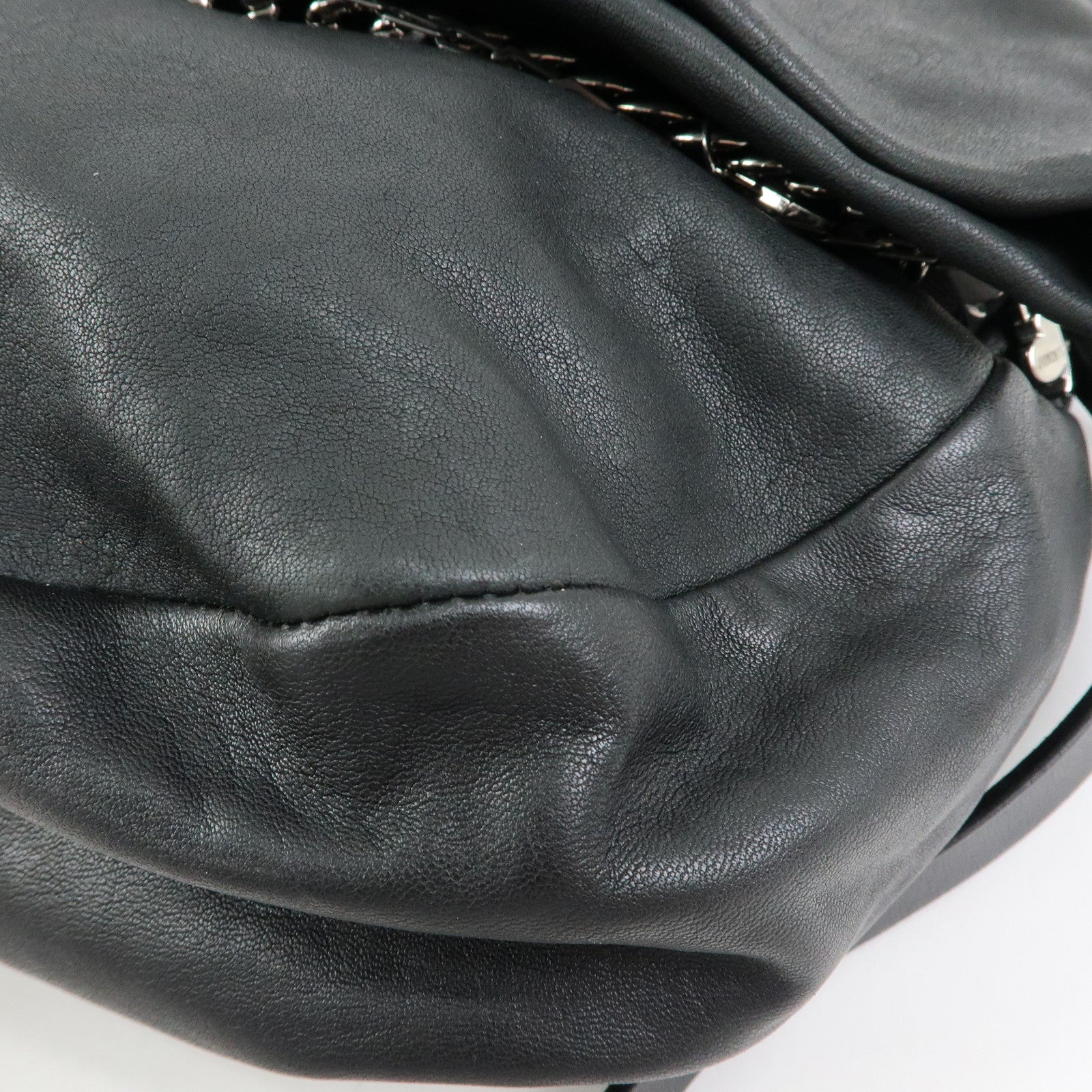 JIMMY CHOO Leather Shoulder Bag Crossbody Bag Metal Chain Black
