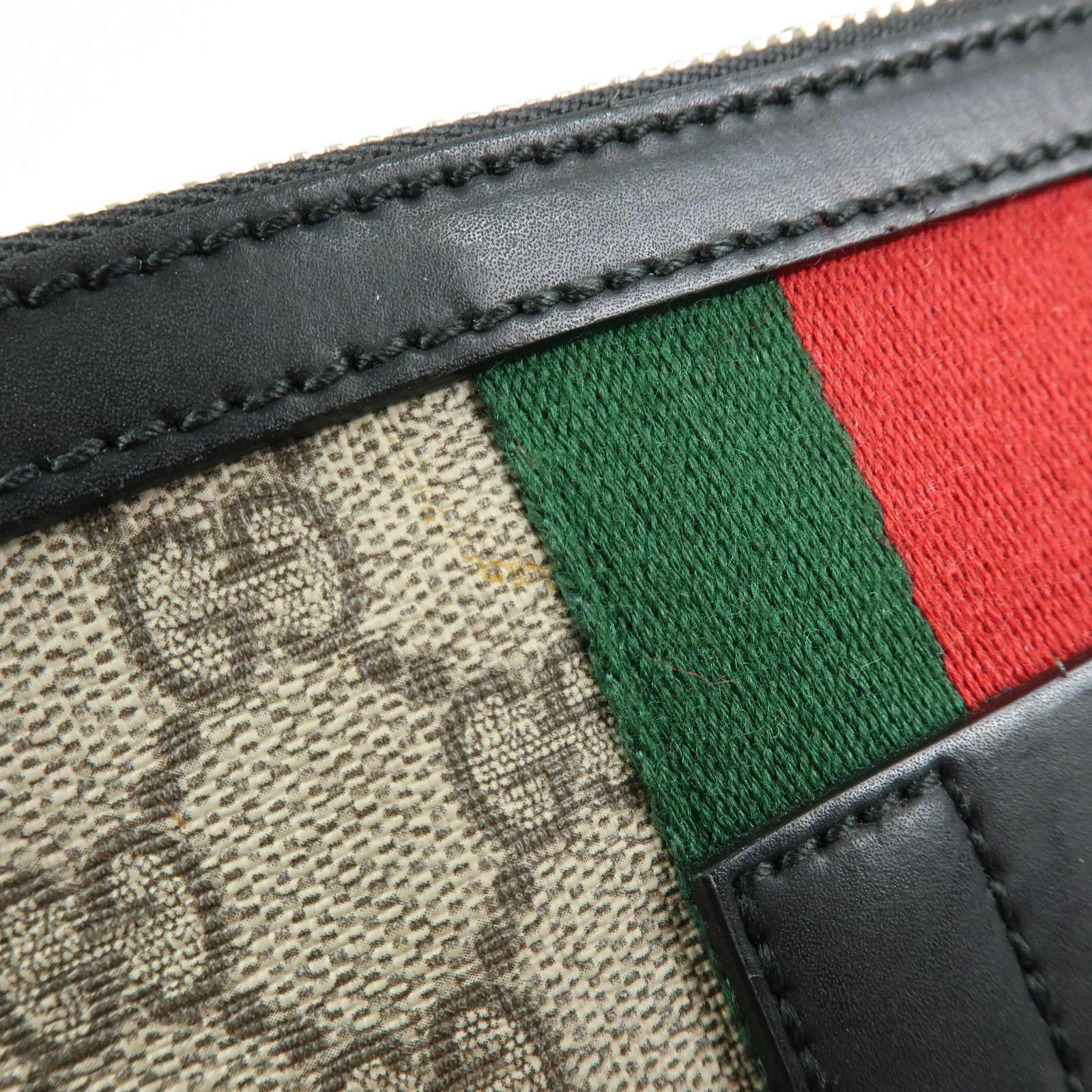 GUCCI Sherry GG Supreme Leather Messenger Bag Beige Black 523335