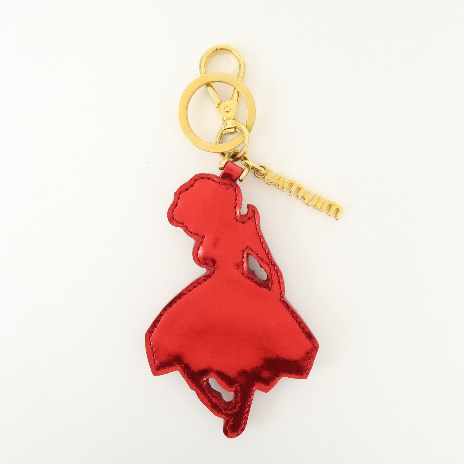 MIU MIU Patent Leather RhineStone Bag Charm Key Chain Ballerina Red
