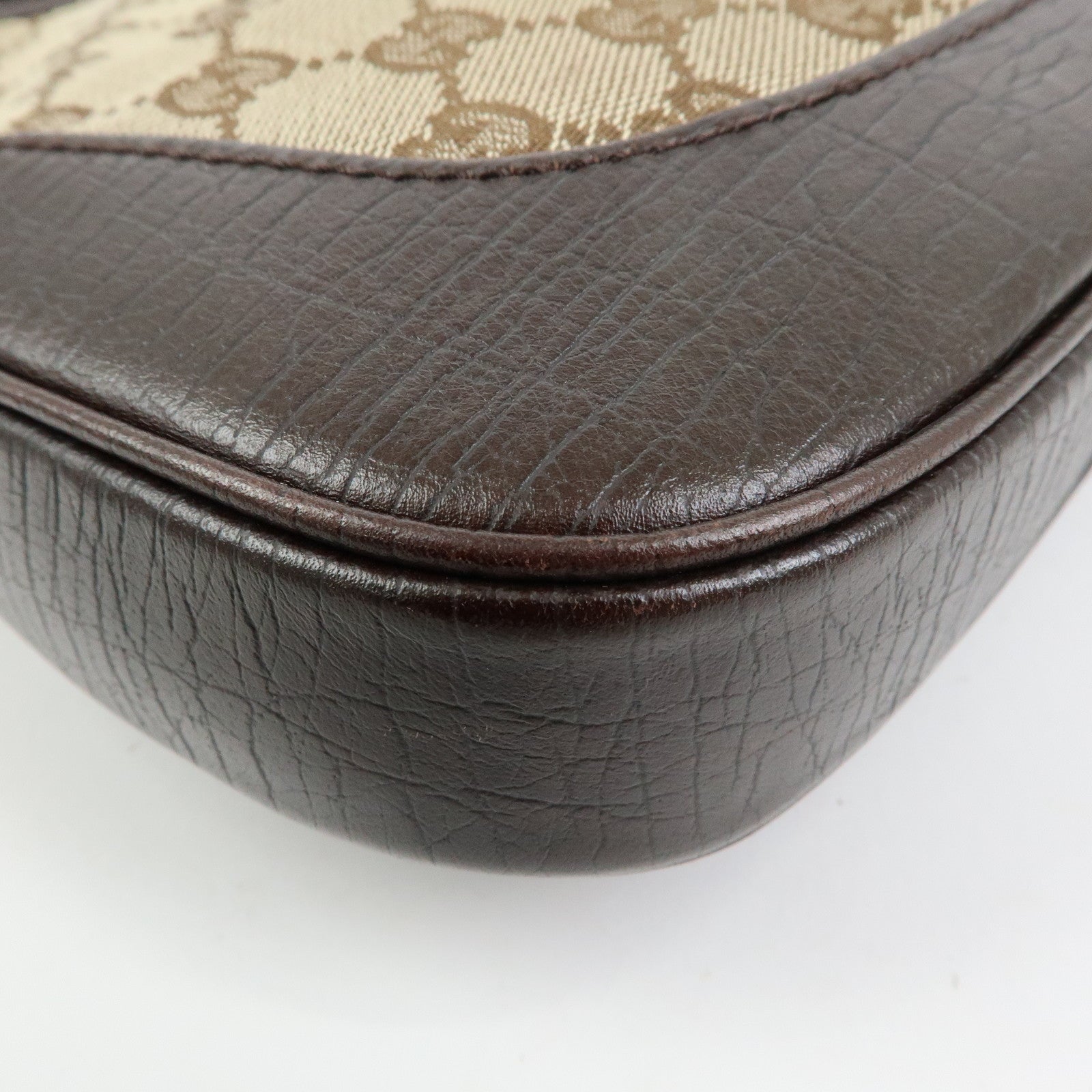 GUCCI Sherry Jackie GG Canvas Leather Shoulder Bag Hand Bag Bown 00963