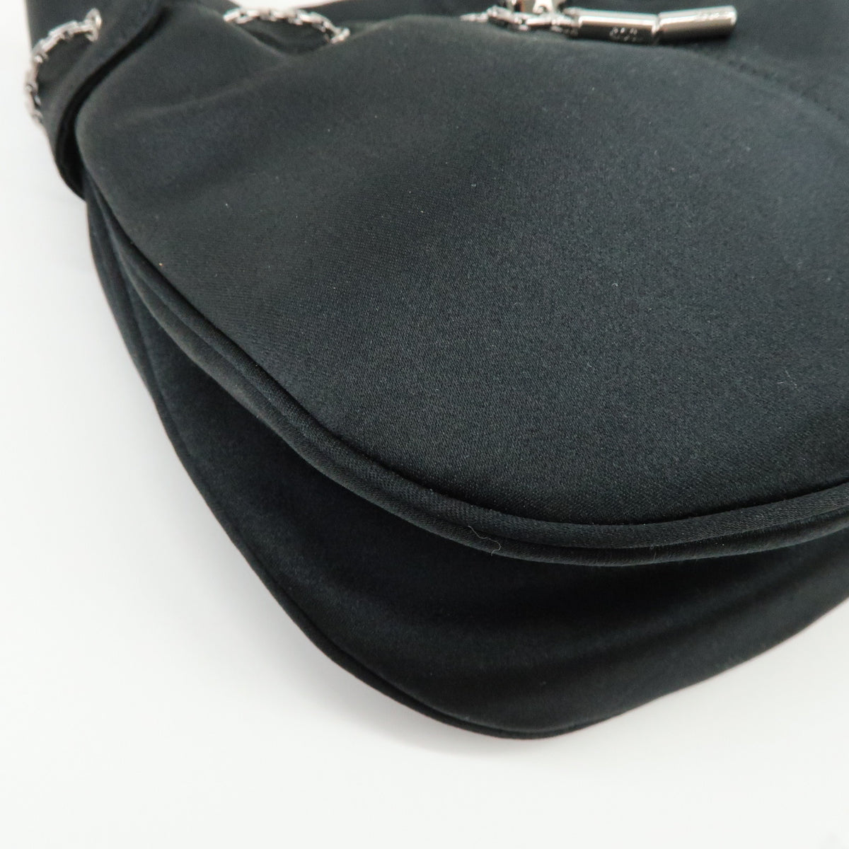 TOD'S Logo Nylon Shoulder Bag Hand Bag Black Silver