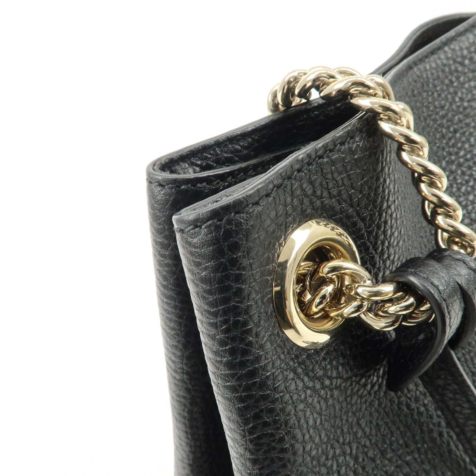 GUCCI SOHO Interlocking G Leather Chain Shoulder Bag Black 536196
